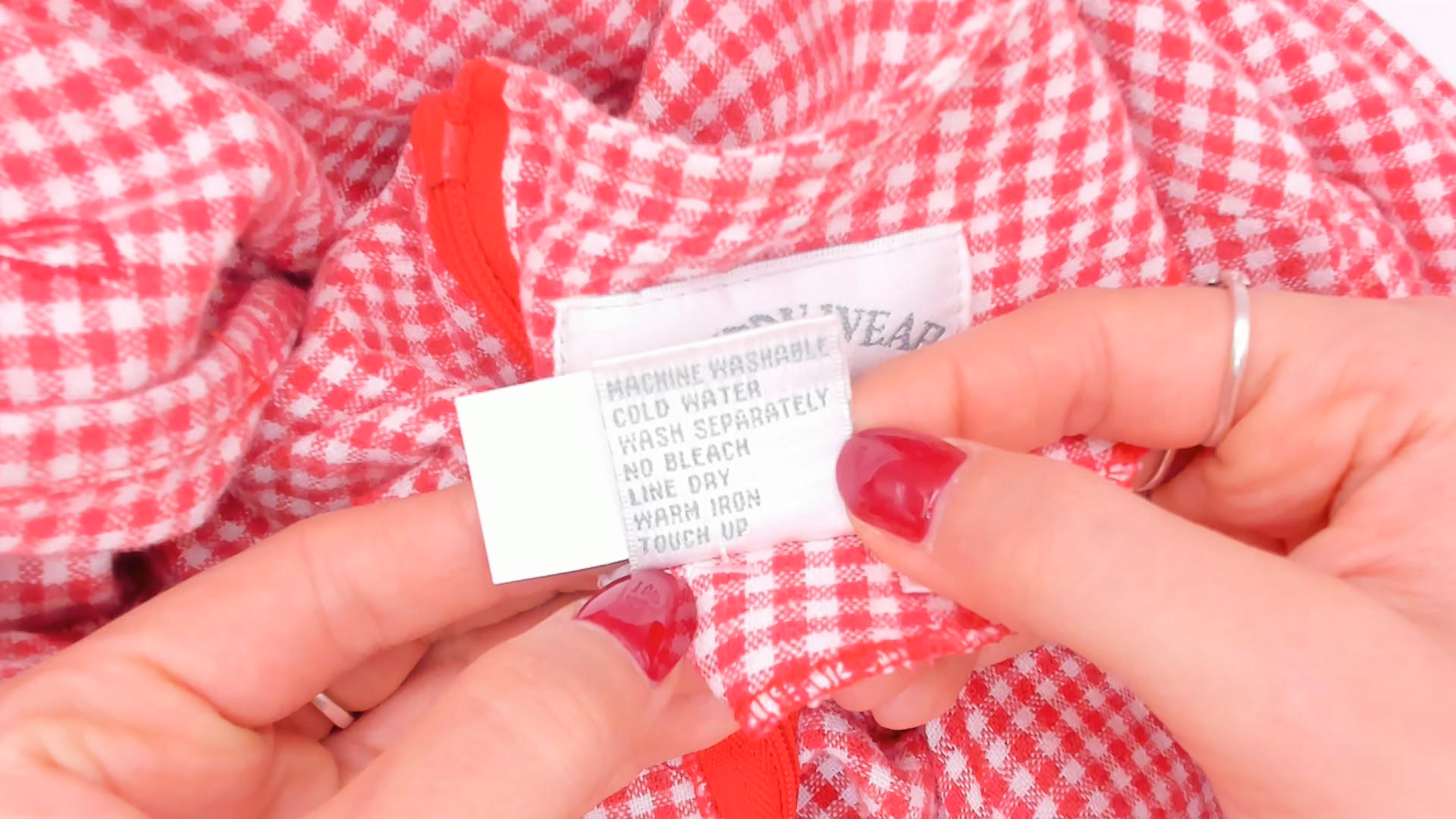 80s Country Wear Gingham Midi Dress Red White Embroidered Scalloped Petite Large