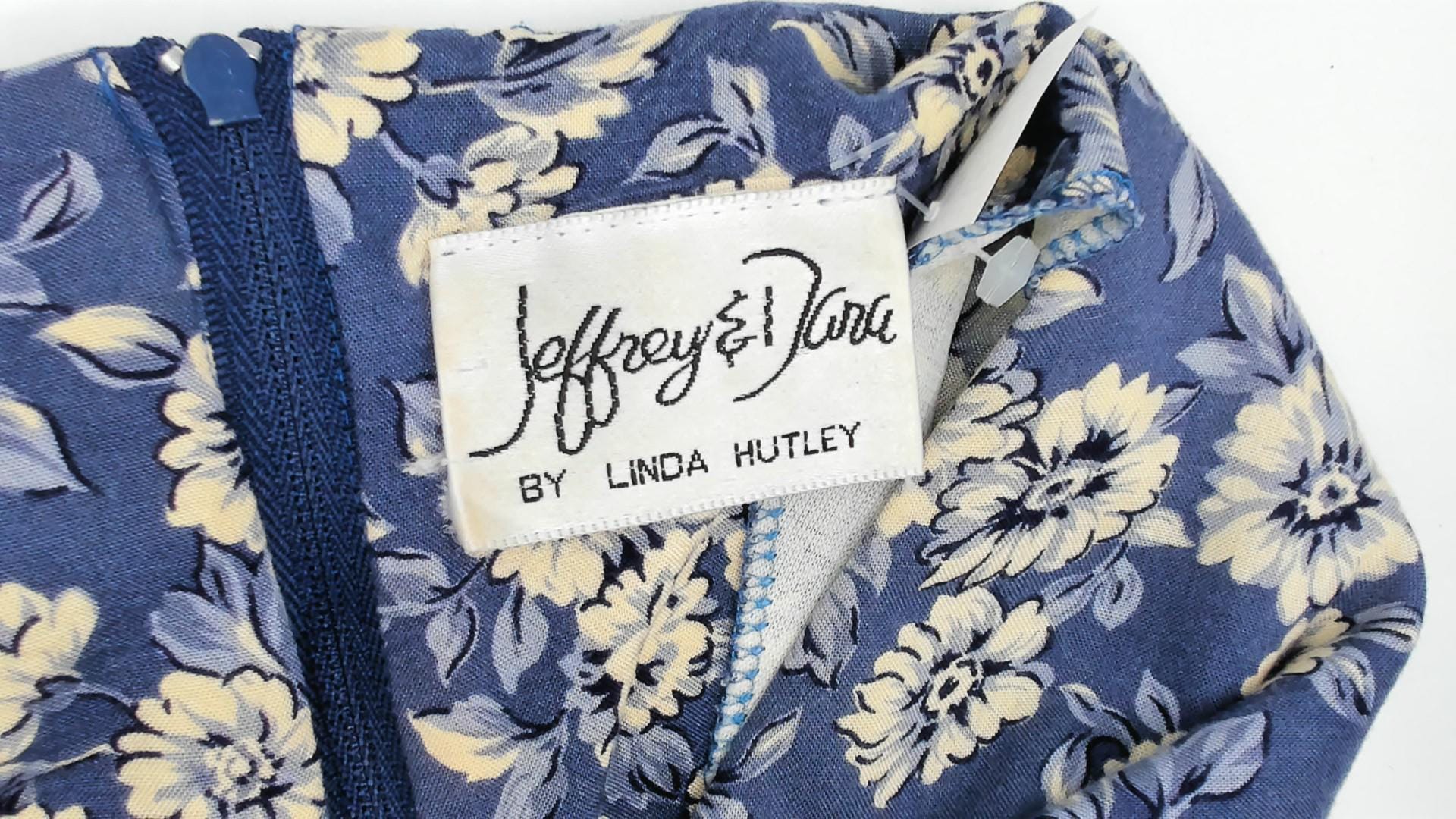 90s Jeffrey & Dara Floral Jumpsuit Cobalt Blue Wide Leg Wrap V Neck Medium M