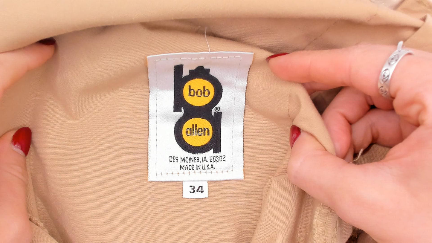80s Bob Allen Cargo Pants Tan Cotton Straight Leg Low Rise Extra Large XL