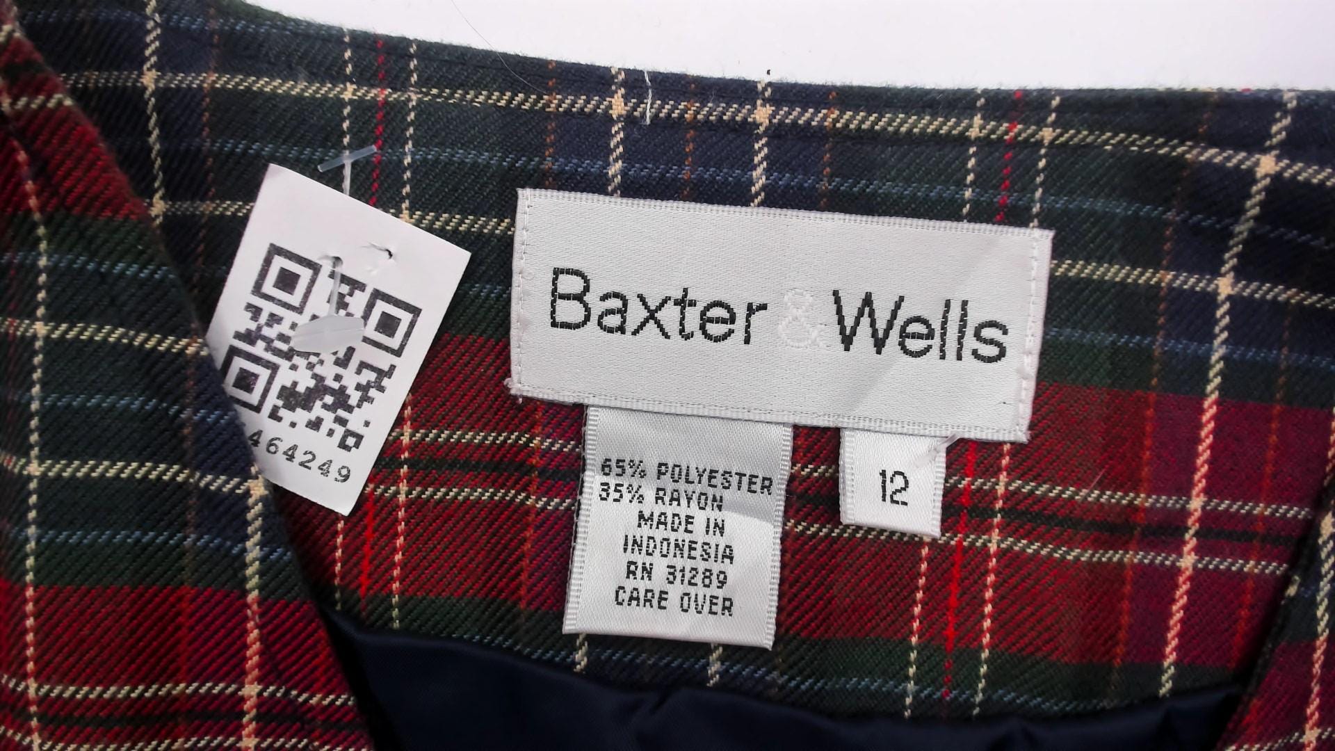 90s Baxter Wells Plaid Jumper Dress Navy Red Green Tartan Knee-Length Large L