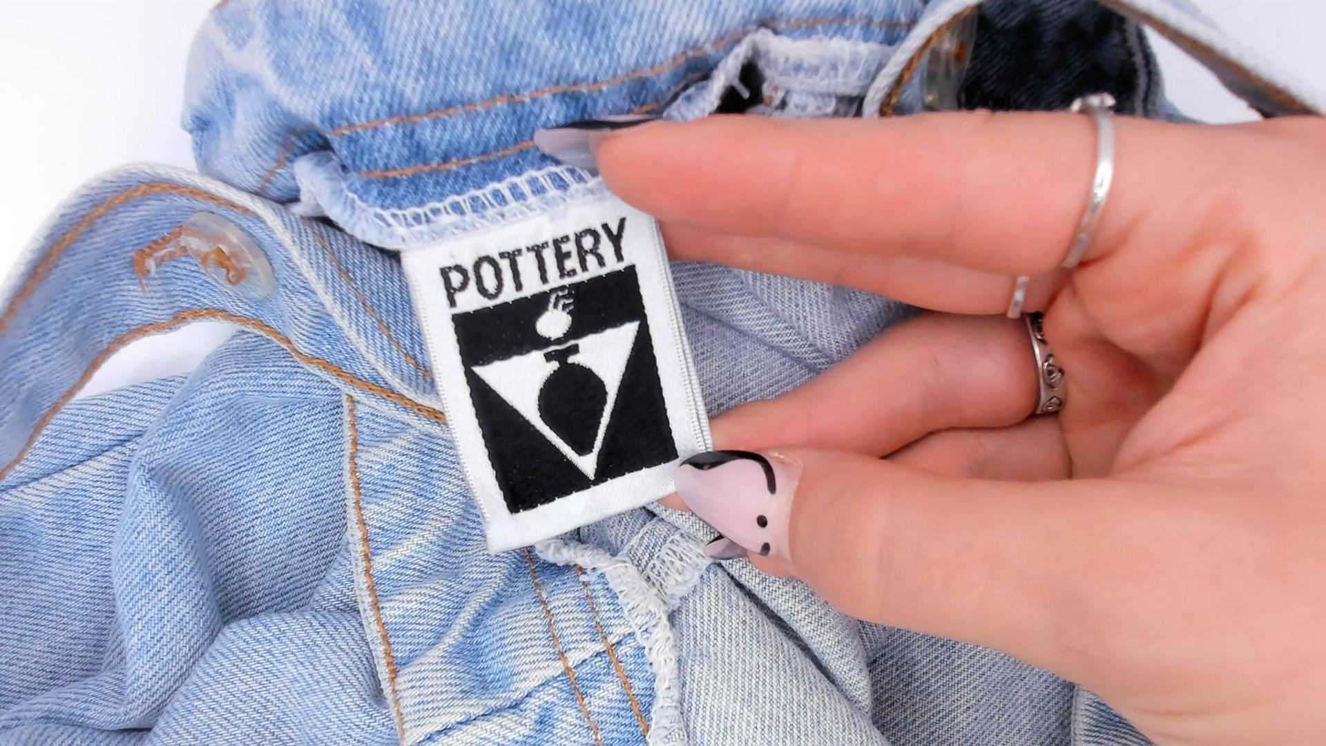 90s Pottery Denim Mini Romper Light Wash Sweetheart Neckline Extra Small XS