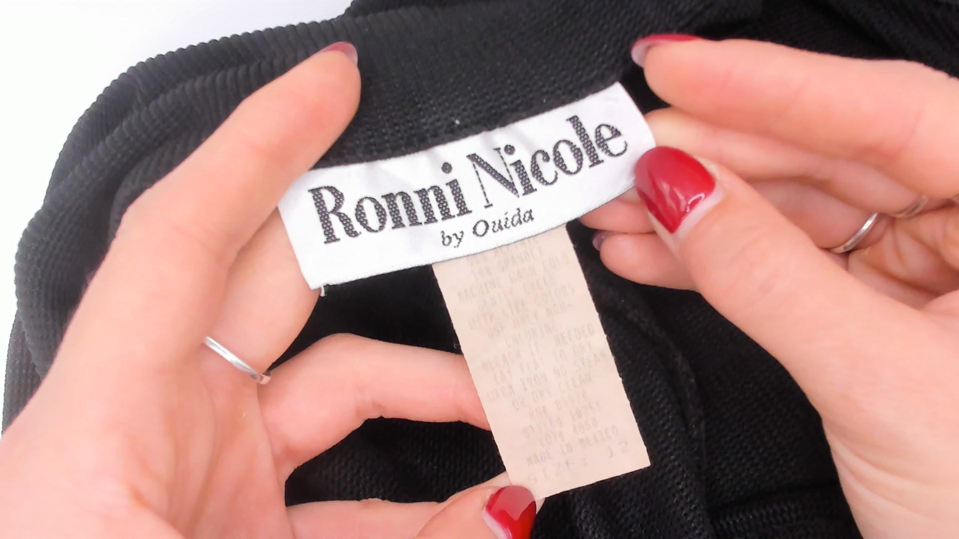 90s Ronni Nicole Black Zip Front Sleeveless Dress Knee-Length Large L