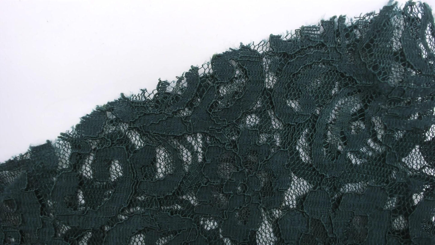 90s Adore Forest Green Lace Mini Dress V Neck Long Sleeve A Line Medium M