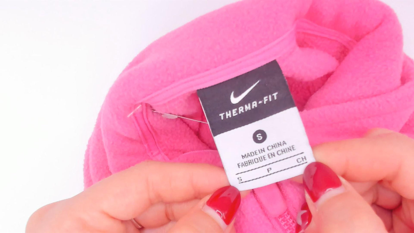 2000s Nike Therma-Fit Pink Fleece Jacket Full Zip Small S