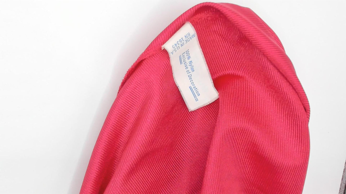 80s JCPenney Burgundy Nightgown Scalloped Yoke Cap Sleeve Knee-Length Medium