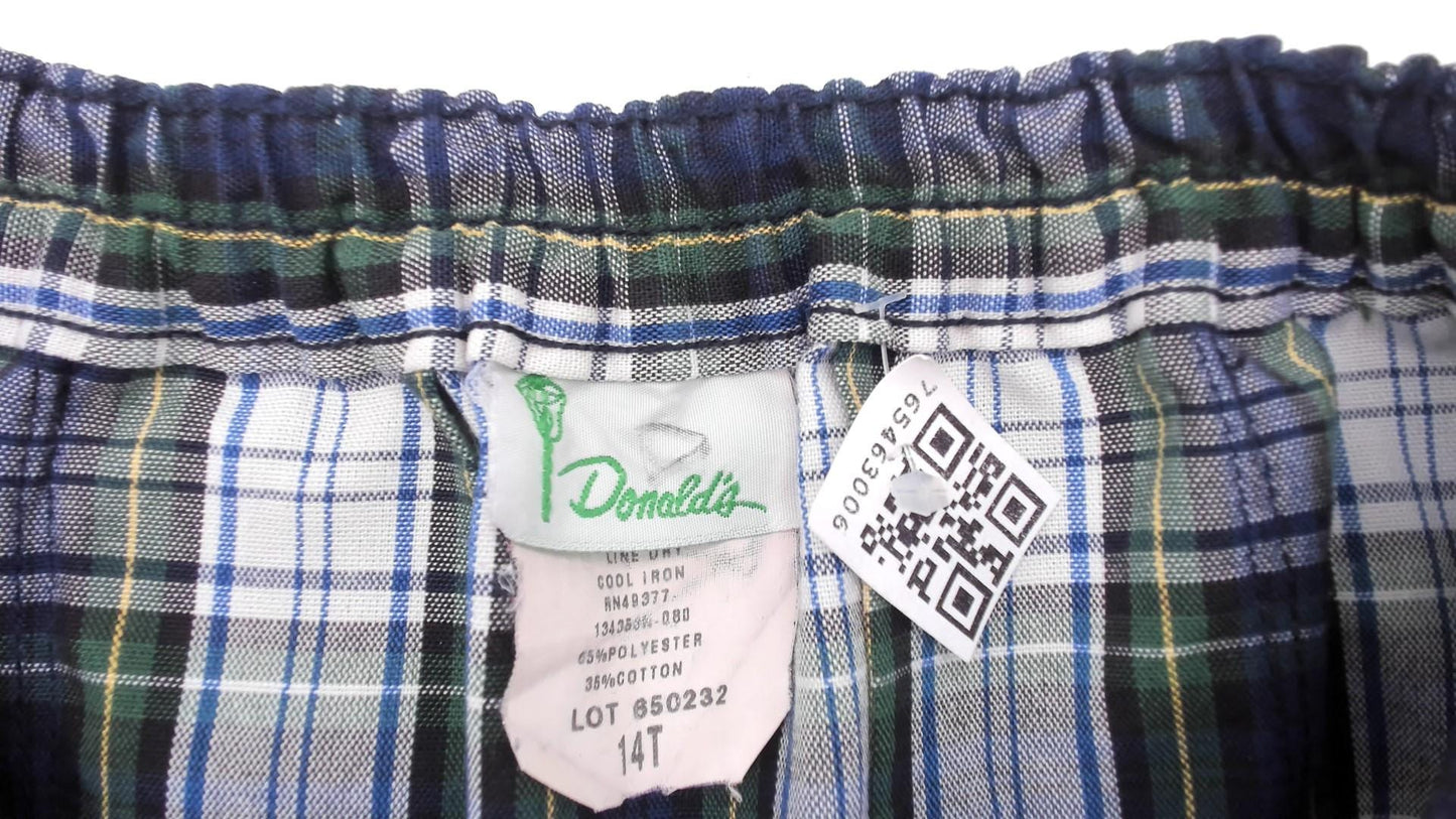 80s Donalds Navy Green Plaid Pleated Skort Tartan Mini Small S