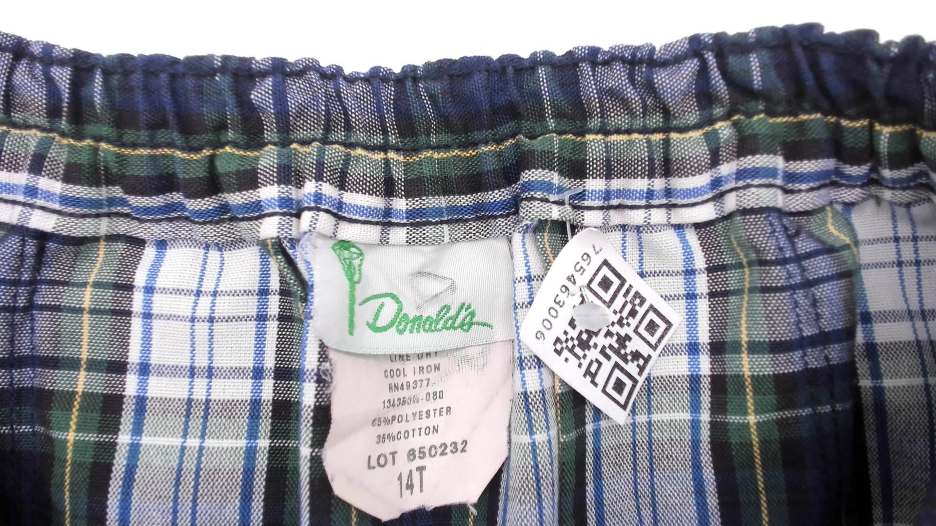 80s Donalds Navy Green Plaid Pleated Skort Tartan Mini Small S