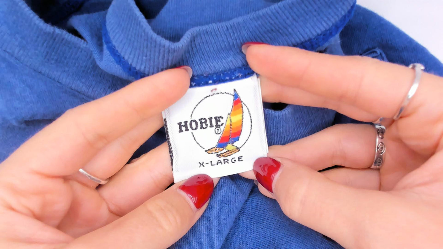 90s Hobie Surf Graphic Crop Tee Cobalt Blue Cotton Medium