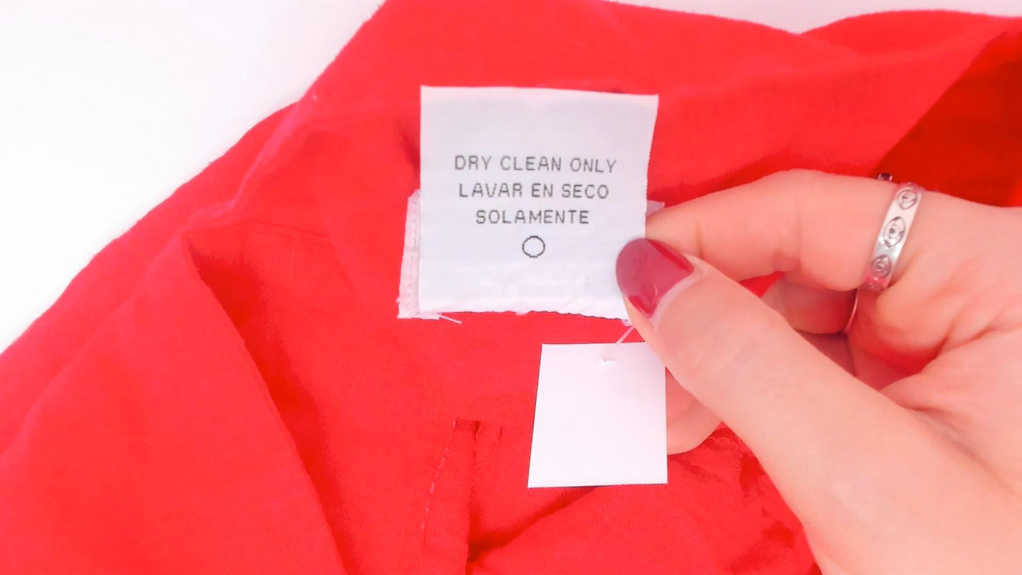 90s Ultra Dress Red Linen Button-Front Maxi Shirtdress Small S