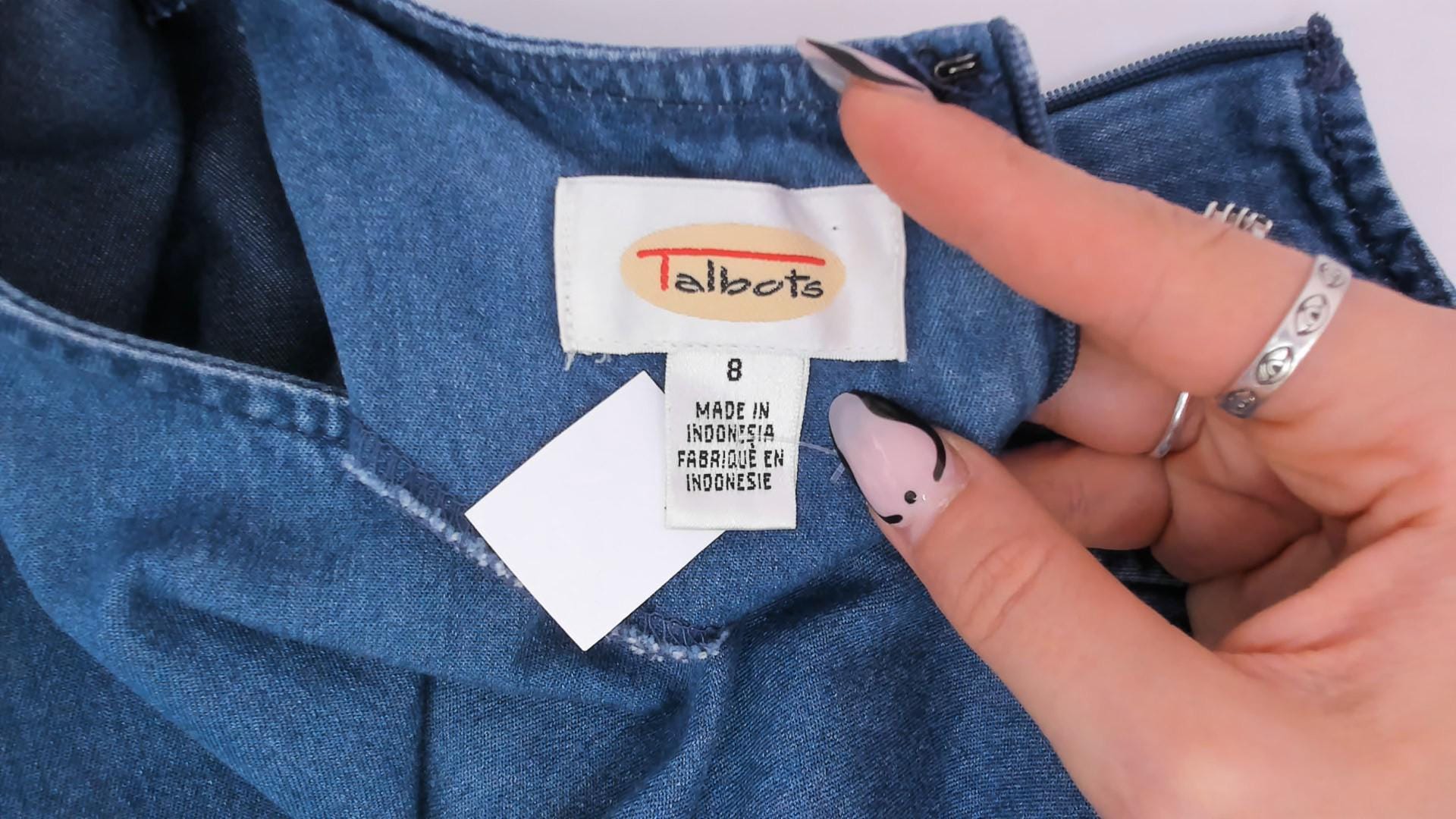 90s Talbots Denim Dress Knee Length Cotton Chambray Long Sleeve Medium M