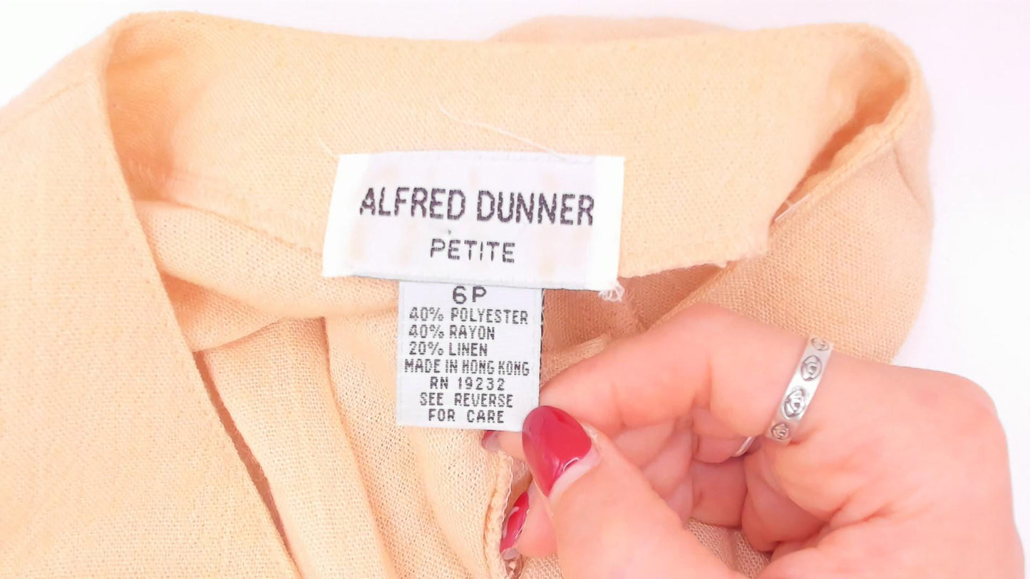 80s Alfred Dunner Cutwork Lace Blouse Cream Floral Embroidered Petite Small