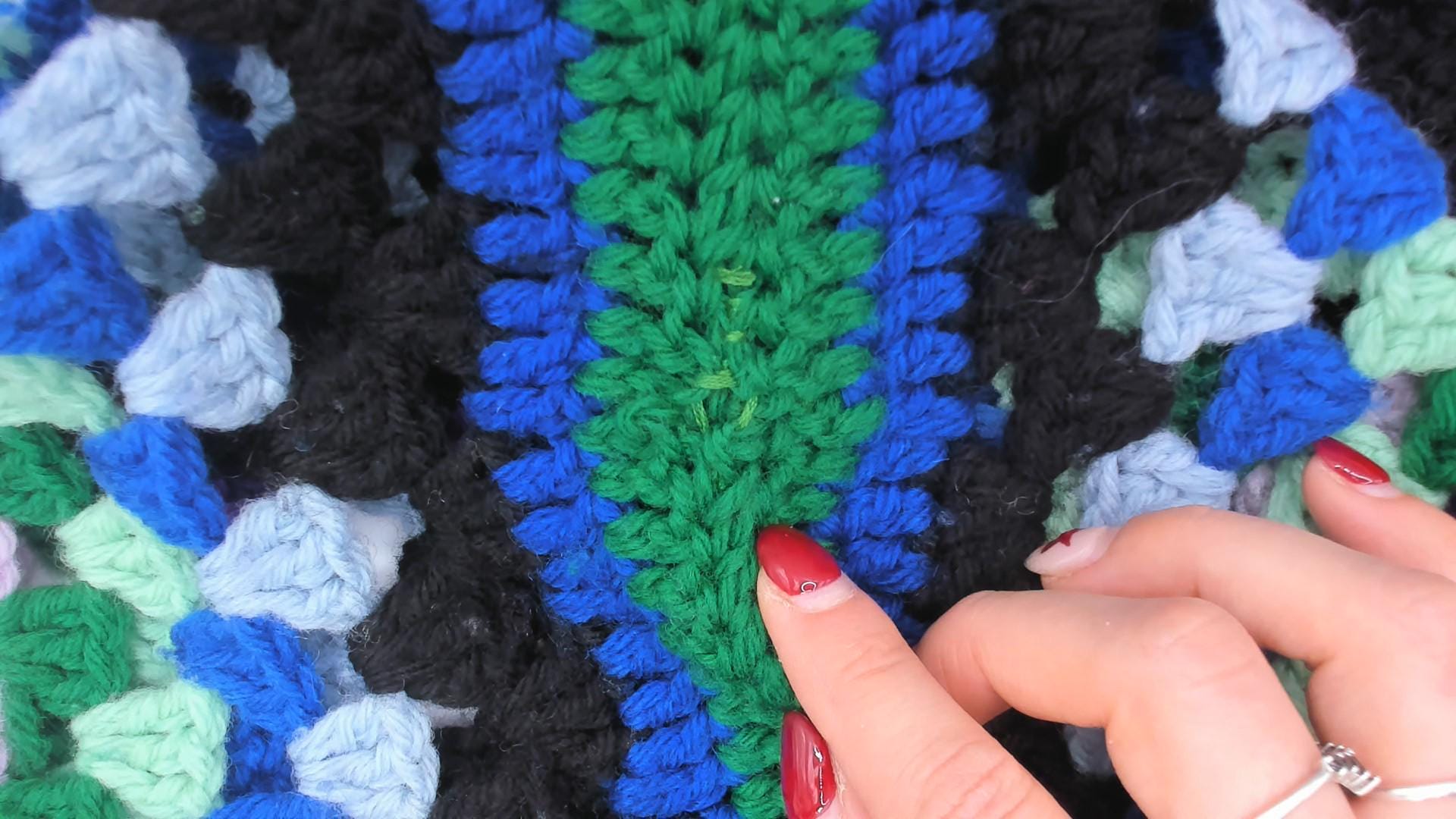 70s Handmade Crochet Granny Square Tank Purple Green Blue Scoop Neck Extra Small