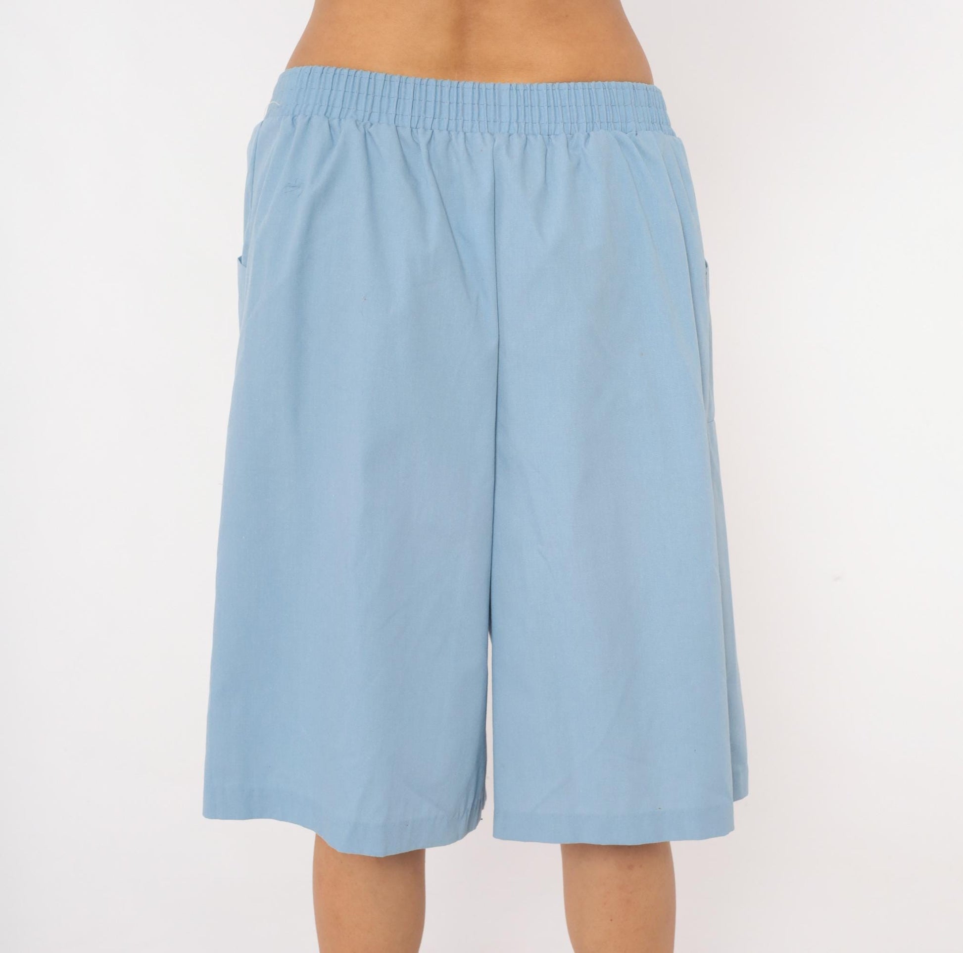 80s Haband Sky Blue Culottes Wide Leg Shorts Palazzo Pants Extra Large XL