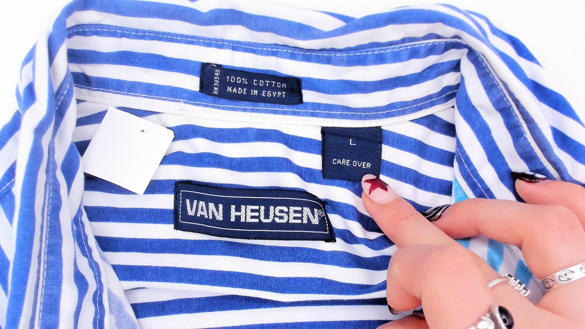 90s Van Heusen Multi-Stripe Patchwork Cotton Button-Up Shirt Large L