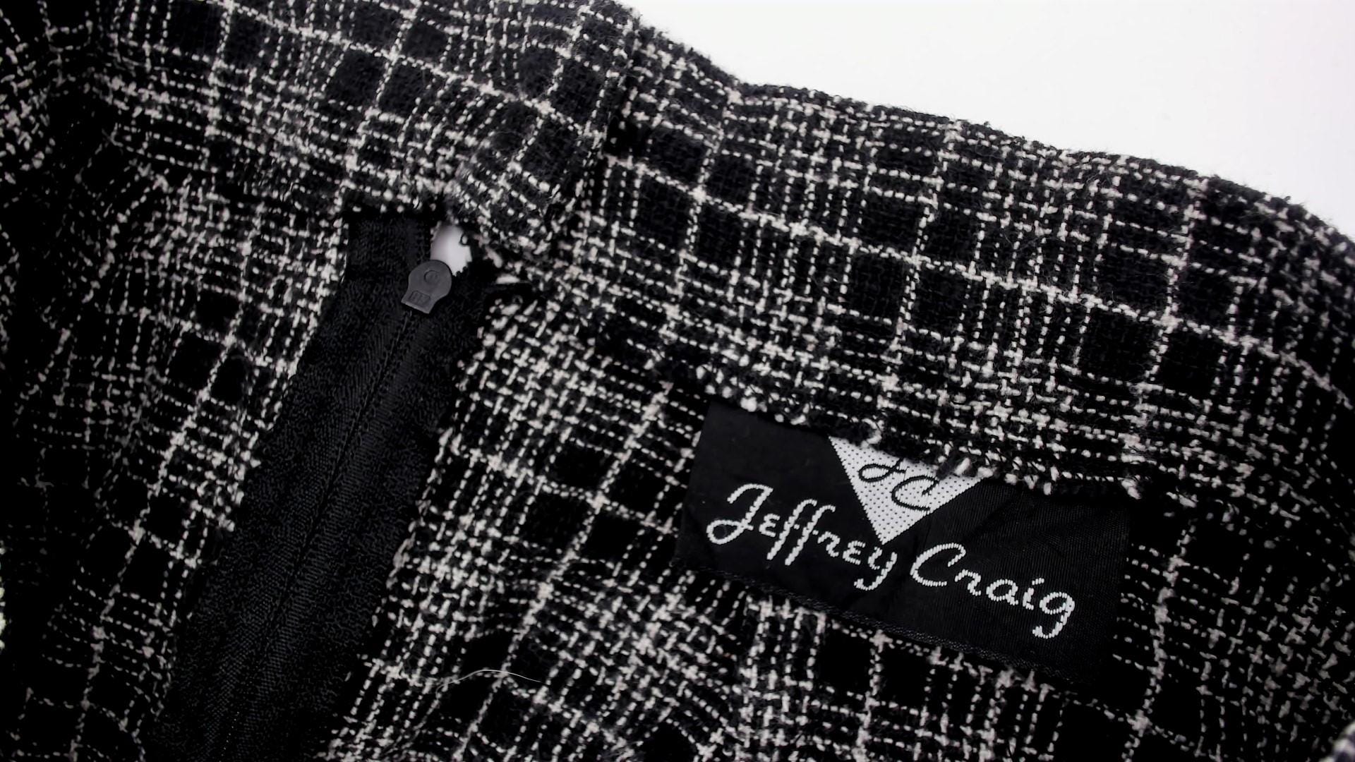 90s Jeffrey Craig Black White Plaid Mini Skirt Buckle Wrap Small S