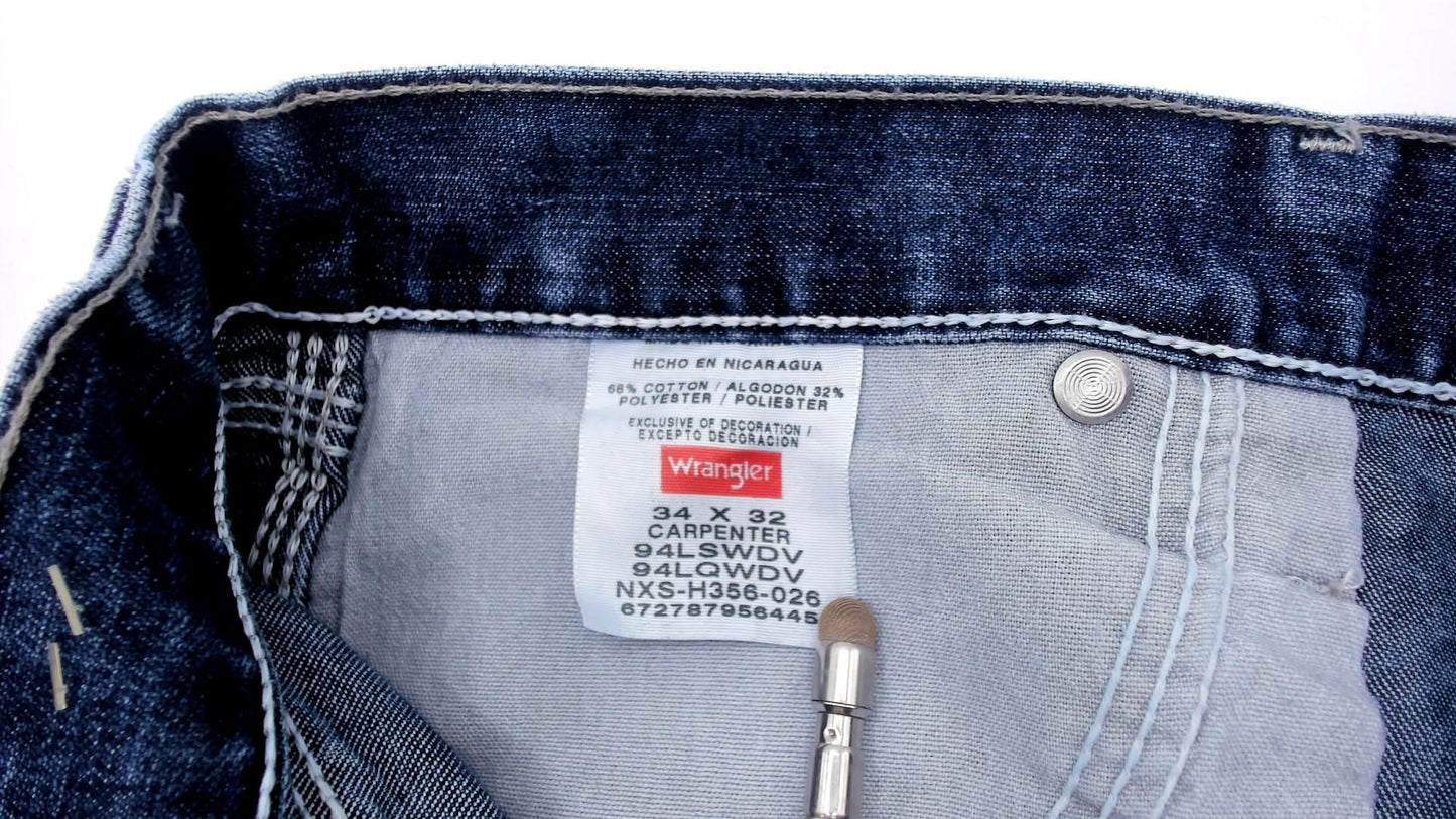 Y2K Wrangler Carpenter Jeans Navy Denim Straight Leg 34x32 Large