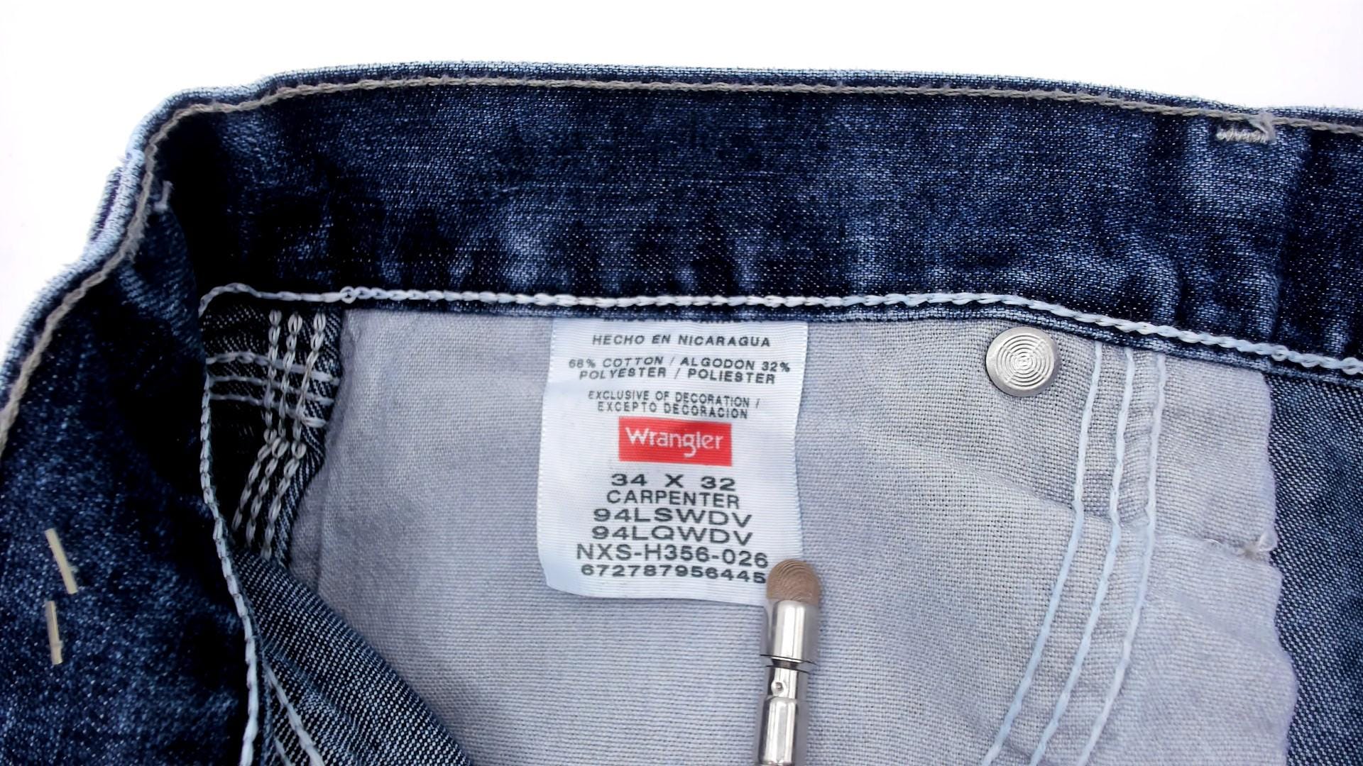 Y2K Wrangler Carpenter Jeans Navy Denim Straight Leg 34x32 Large