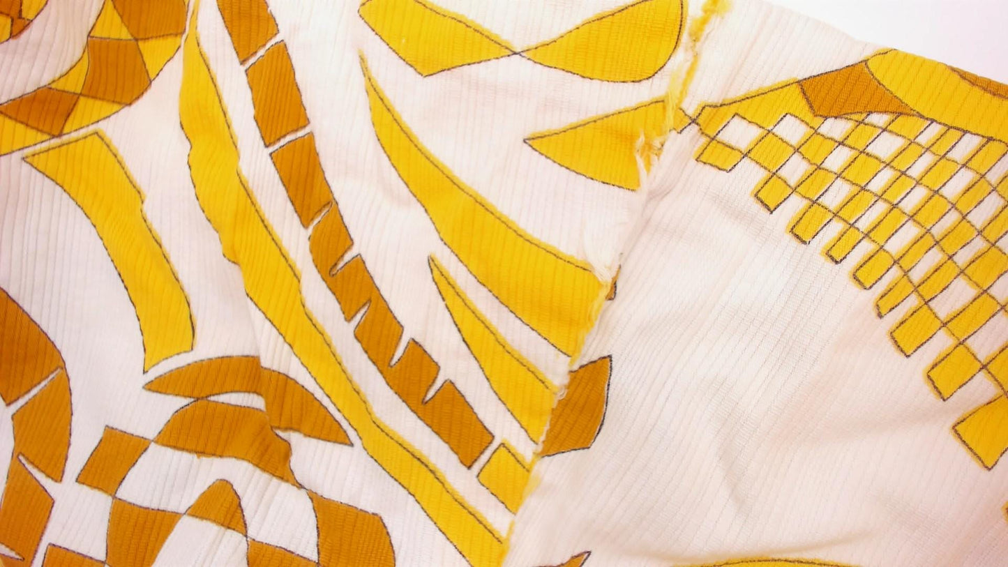 60s Psychedelic Yellow White Romper Sleeveless Cotton Playsuit Small S