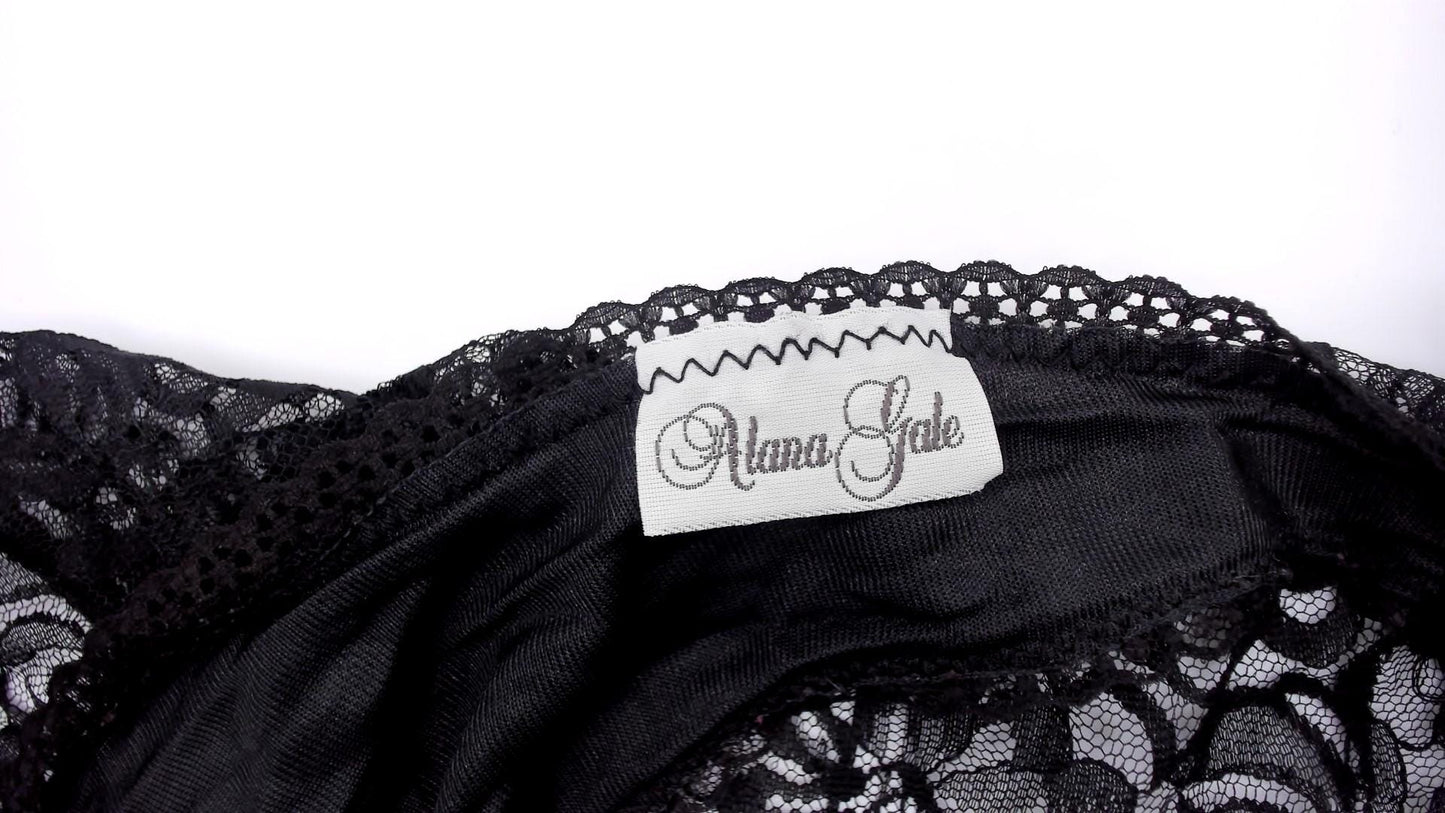 80s Alana Gale Black Satin Lace Teddy Romper Medium M