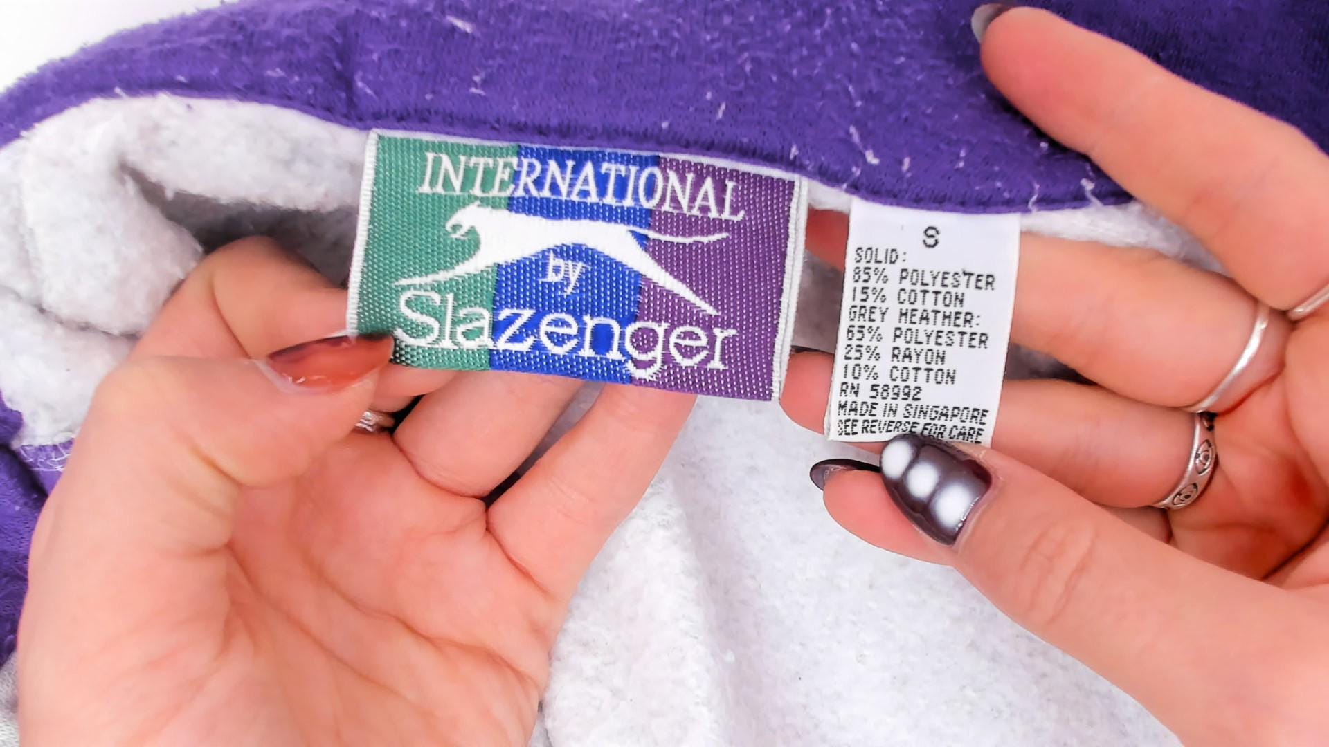 80s Slazenger Colorblock Zip Sweatshirt Purple Grey Teal Small