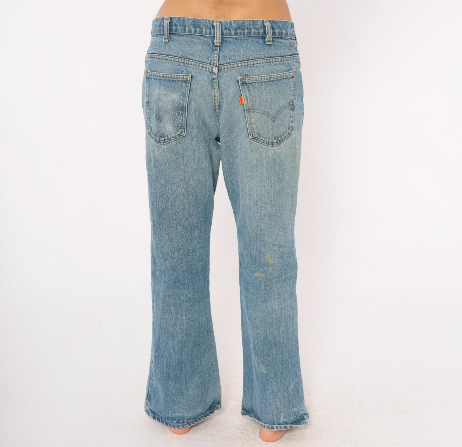 Y2K Levi's Orange Tab Flare Jeans Light Blue Distressed Low Rise 34x31