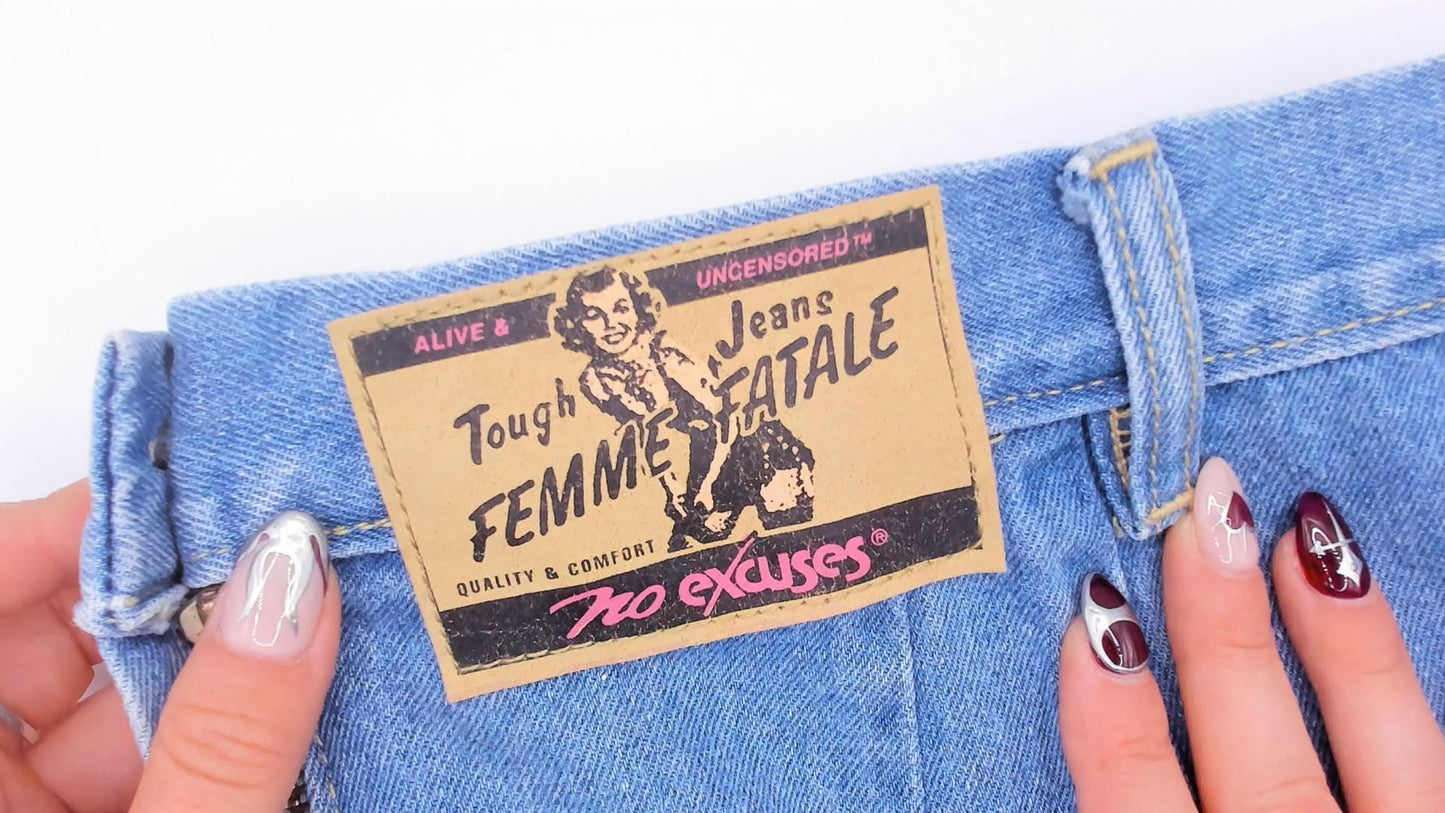 90s No Excuses Denim Maxi Skirt Light Blue A-Line High Waist Cotton Large L