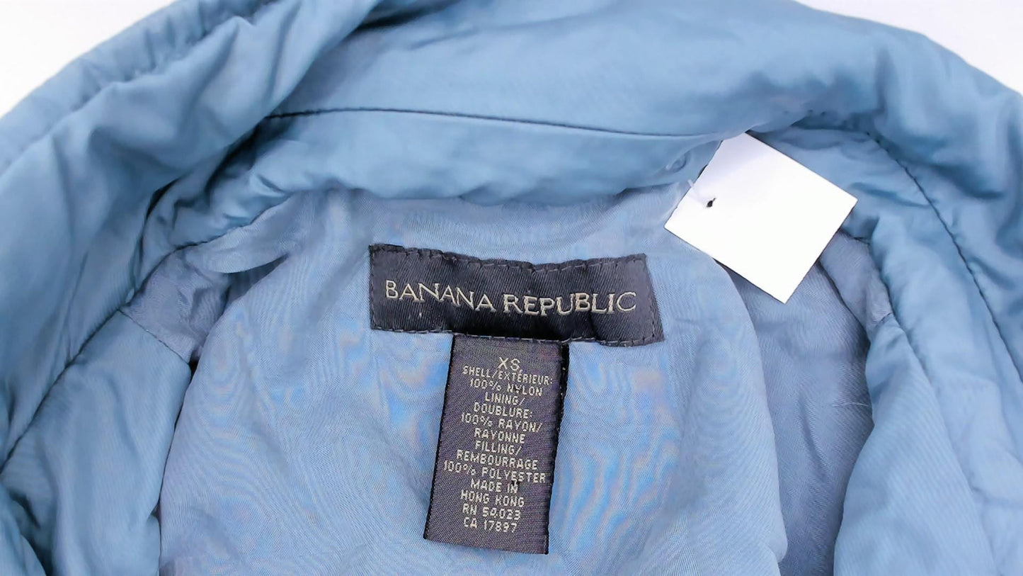 2000s Banana Republic Puffer Zip Jacket Slate Blue Cropped XS