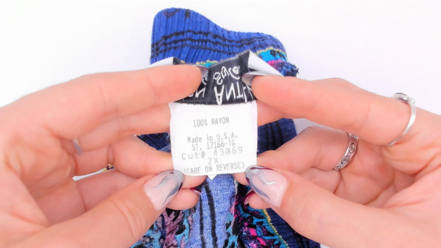 90s Sharon Anthony Zebra Print Midi Skirt Plus Size XXL Teal Magenta