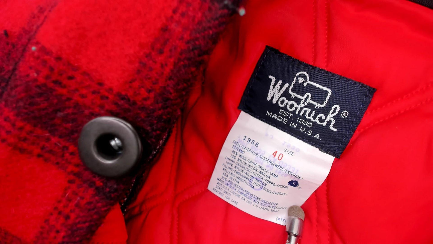 Woolrich Buffalo Plaid Wool Pants 80s Red Black Straight Leg Extra Large XL