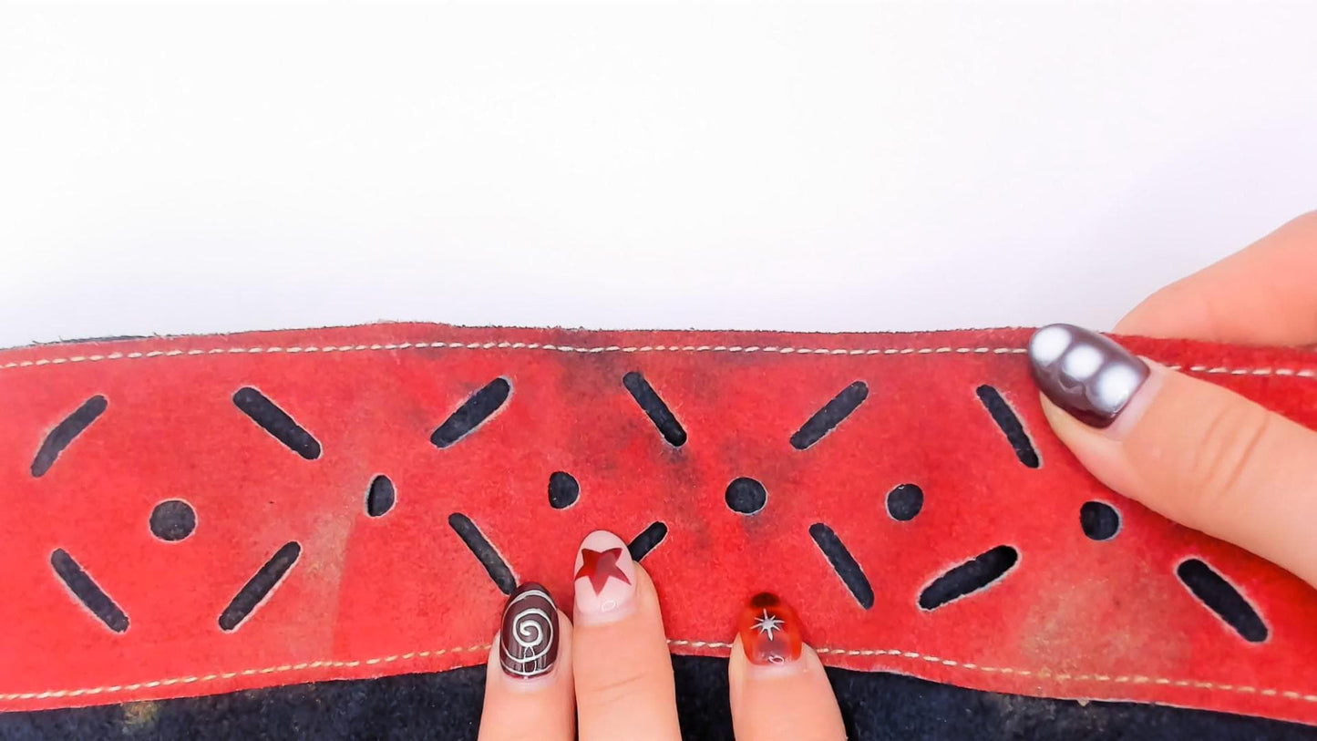 1970s Navy Suede Cape Red Leather Trim Peter Pan Collar Mod Poncho Small