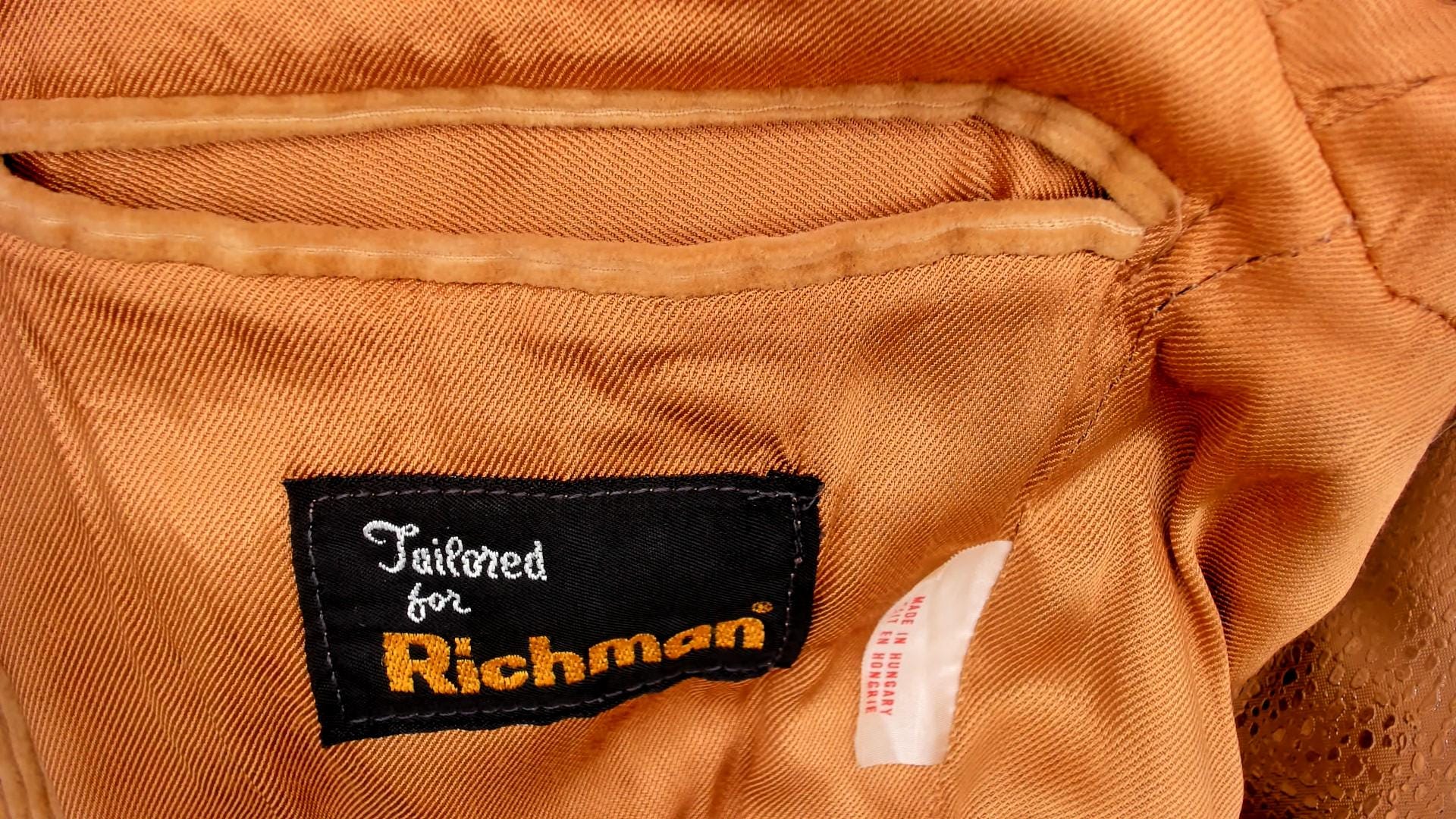 80s Richman Corduroy Blazer Tan Suede Elbow Patch Two Button Medium