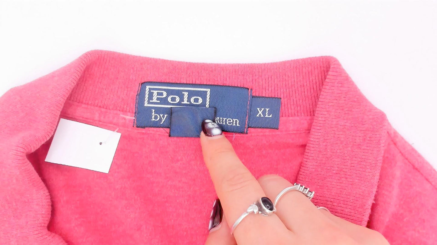 90s Polo Ralph Lauren Cotton Polo Shirt Heathered Rose Pink Extra Large XL