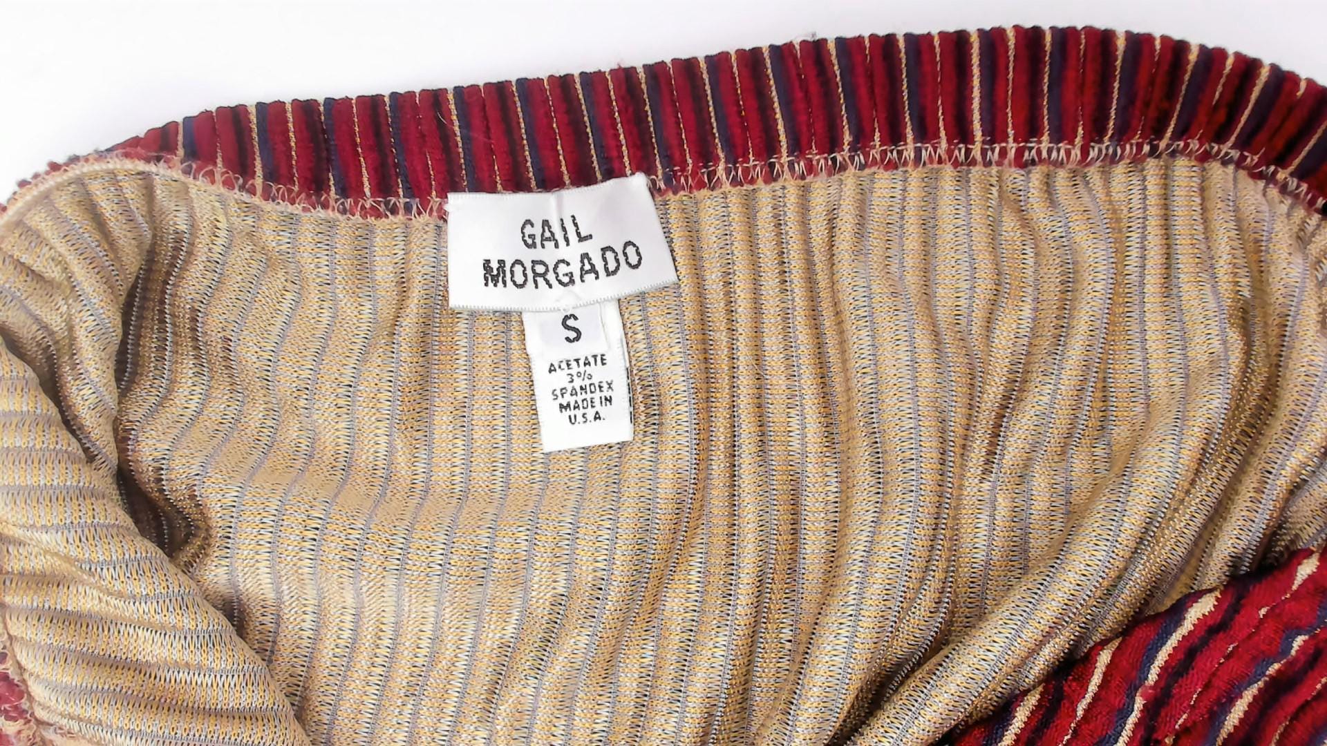 80s Gail Morgado Burgundy Pinstripe Midi Skirt Chevron Panel Small