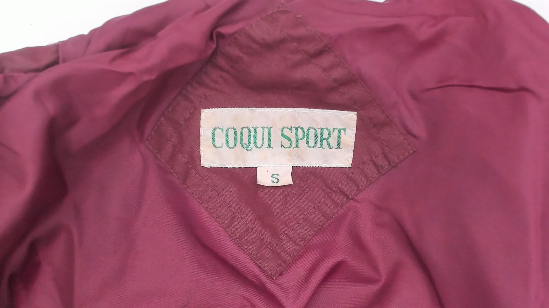 80s Coqui Sport Burgundy Bomber Jacket Ribbed Knit Epaulette Extra Small XS