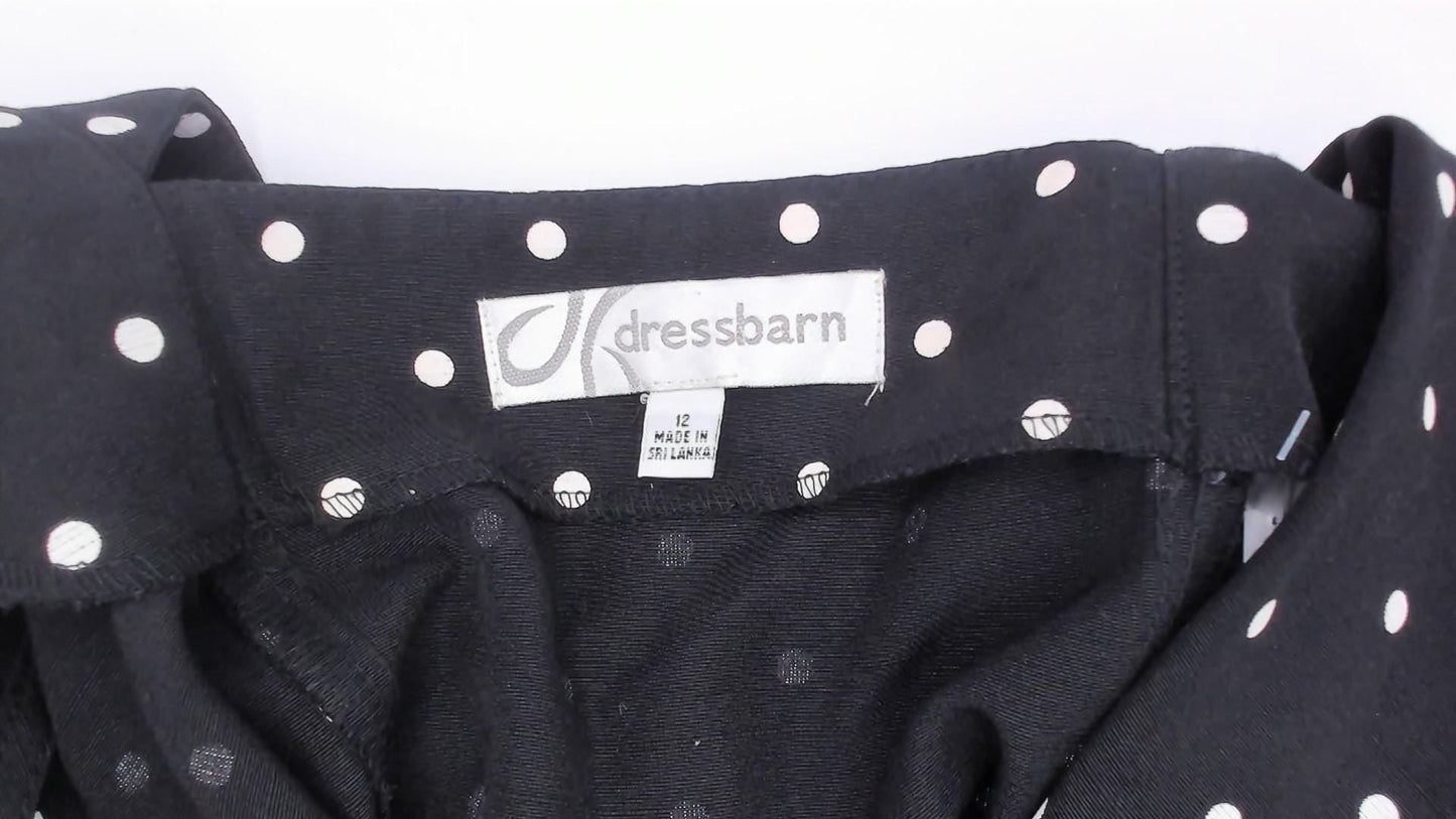 90s Dressbarn Black White Polka Dot Maxi Dress V Neck Button Front Large L