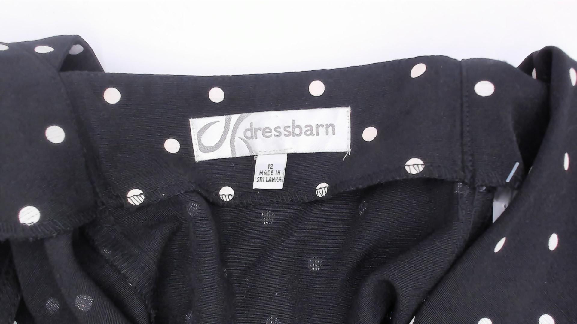 90s Dressbarn Black White Polka Dot Maxi Dress V Neck Button Front Large L