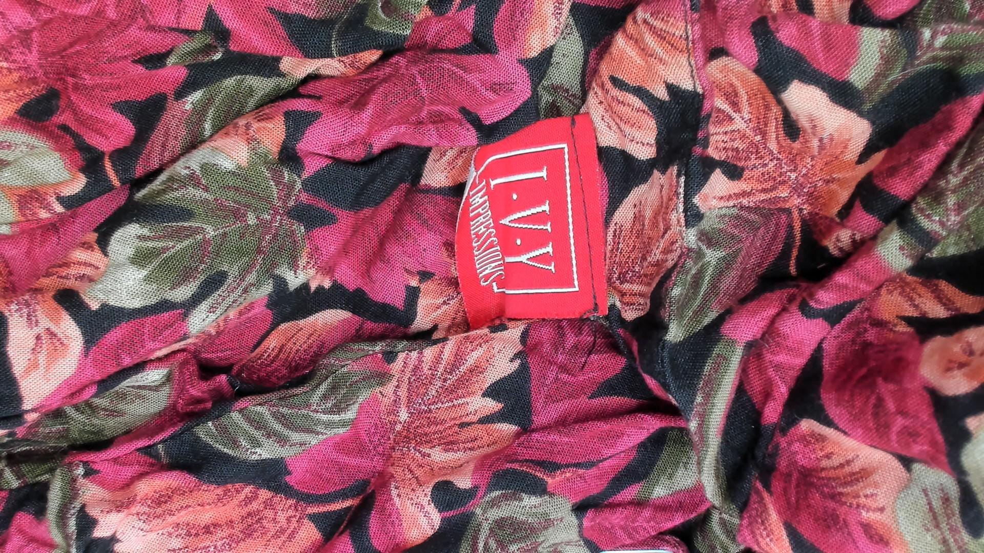 90s Ivy Impressions Leaf Print Romper Wide Leg Burgundy Black Small S