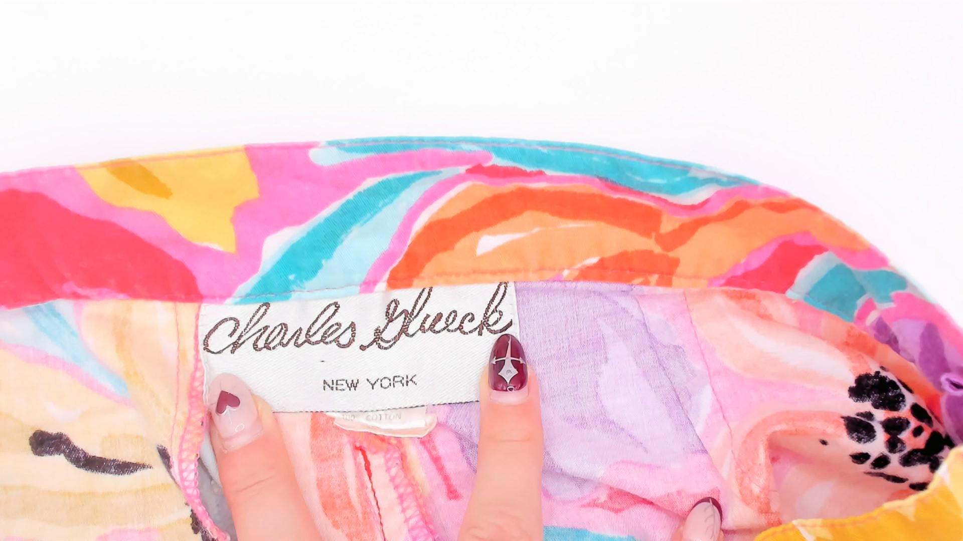 90s Charles Glueck Tropical Floral Tapered Pants Pink Purple High Waist Small