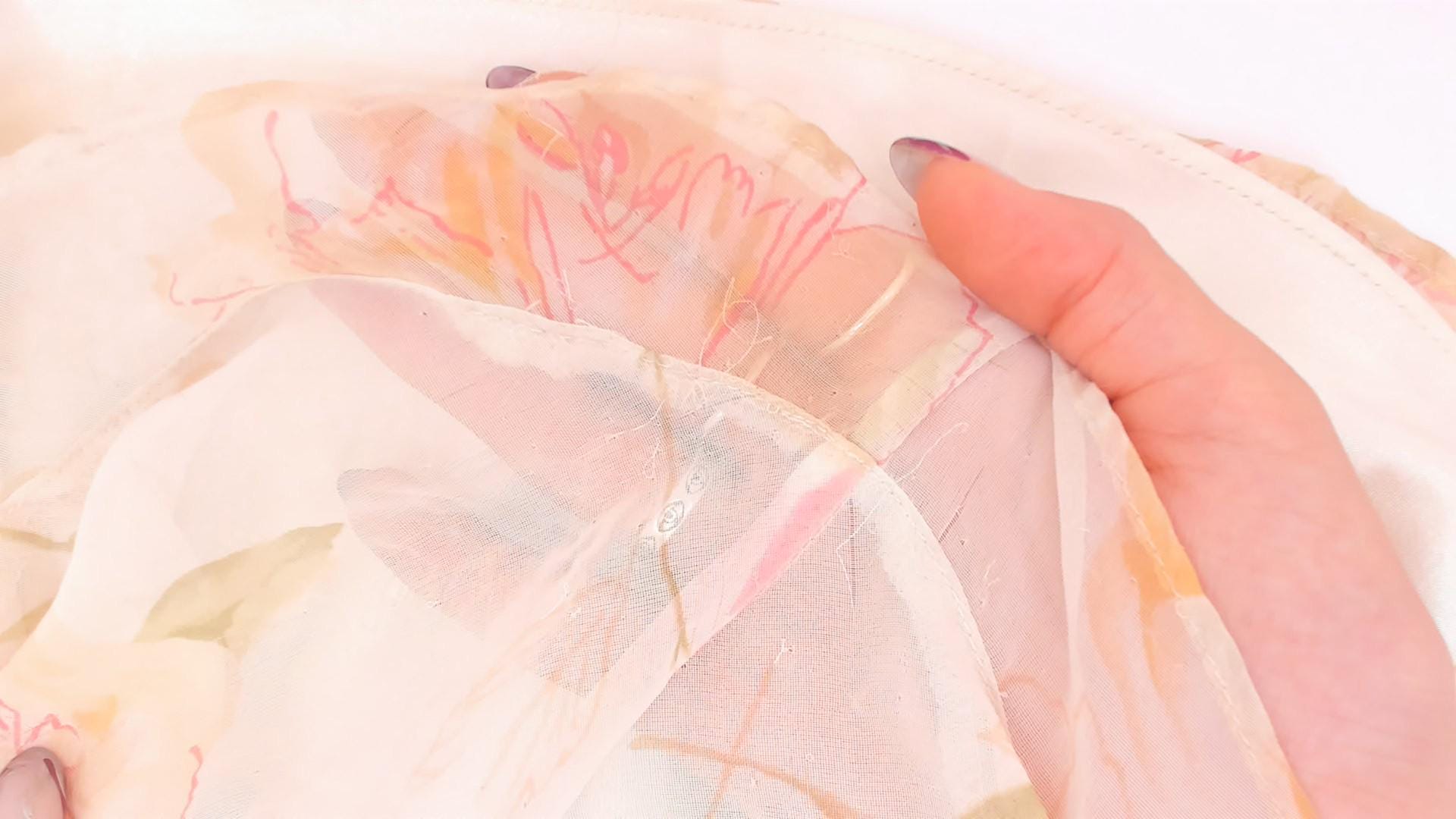 90s Valerie Stevens Floral Maxi Dress Cream Pink Chiffon V-Neck Extra Large XL