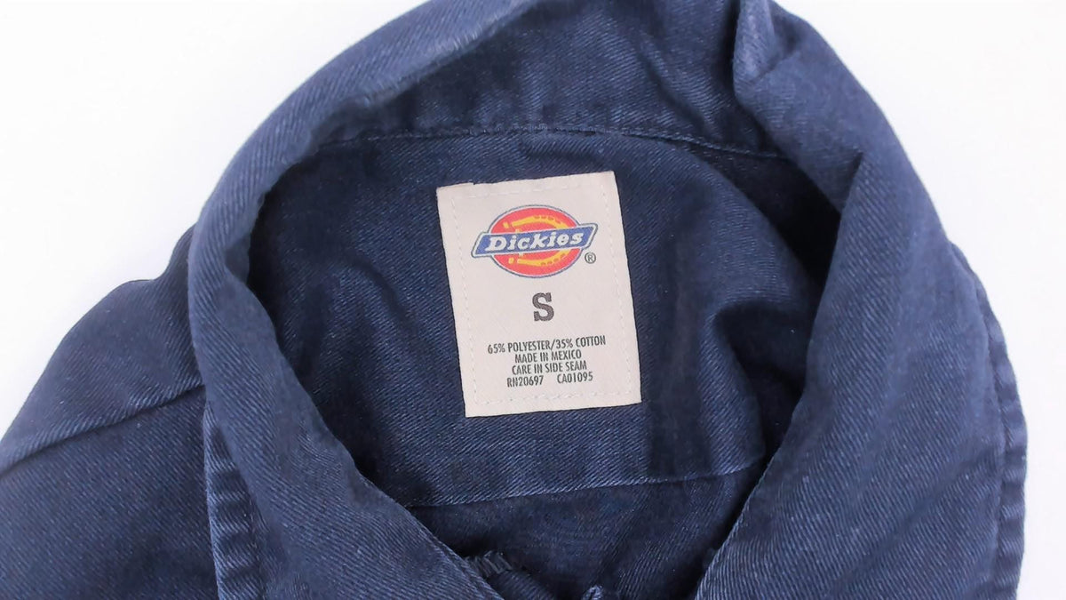 2000s Dickies Navy Work Shirt Button Front Camp Collar Small S