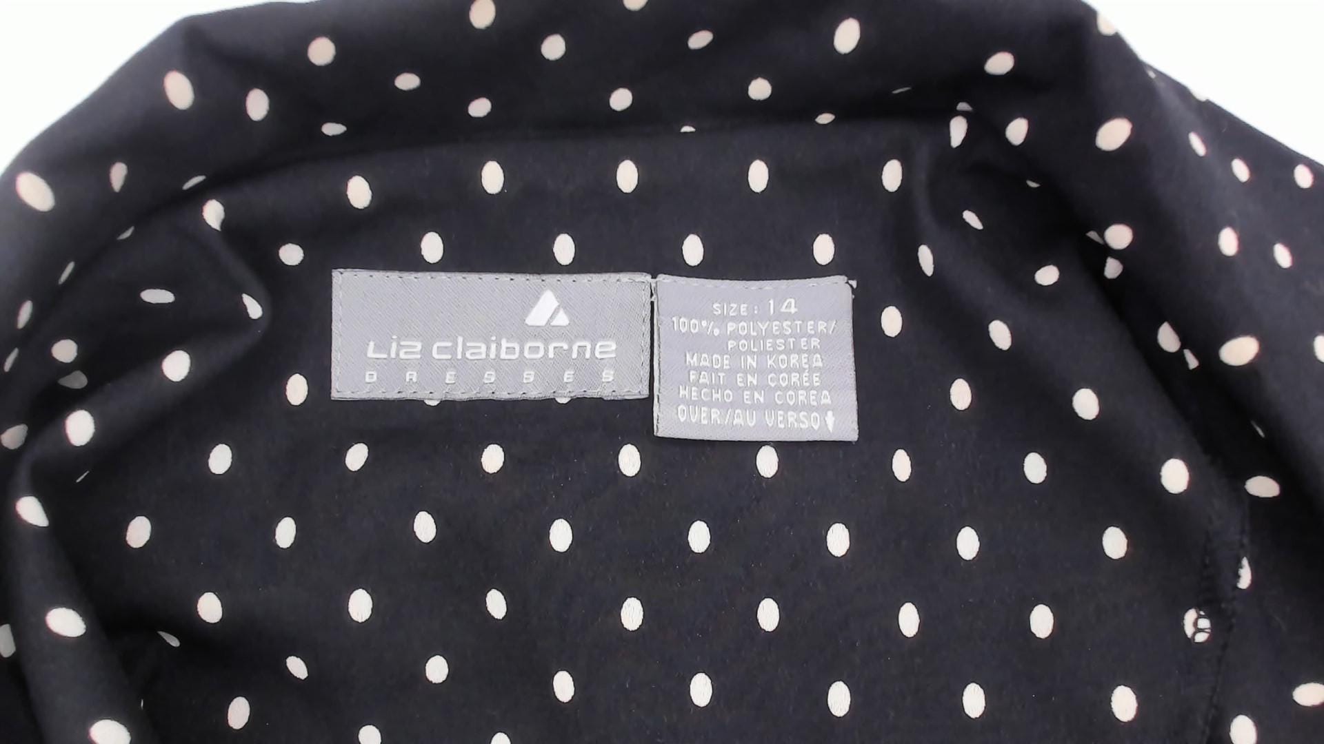 90s Liz Claiborne Polka Dot Shirt Dress Black White Midi Collar Extra Large XXL