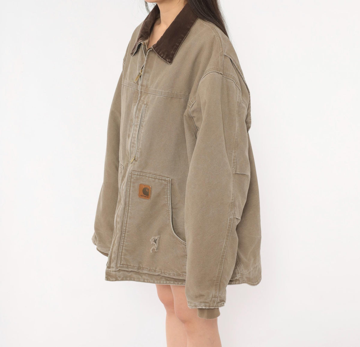 2000s Carhartt Duck Canvas Chore Coat Tan Brown Lined XXL