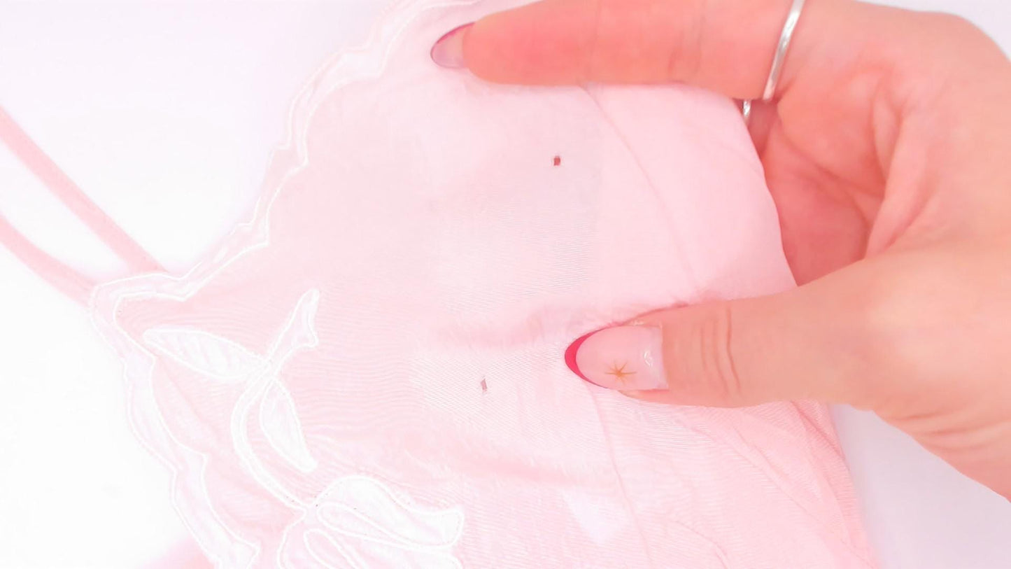 1950s Blush Pink Slip Dress Nylon Floral Embroidered Sweetheart Neckline Extra Small XS