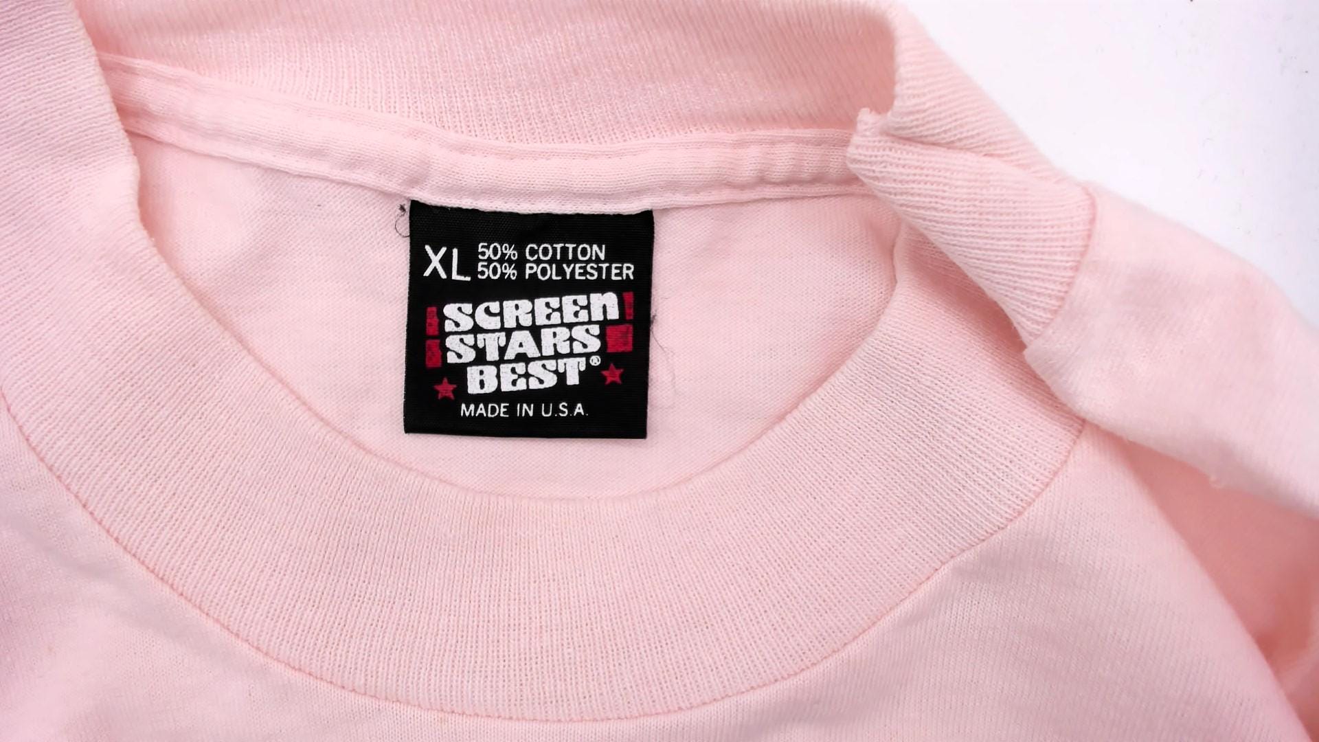 90s Screen Stars Sheep Heart Graphic Tee Pink Cotton Blush Print Extra Large XL