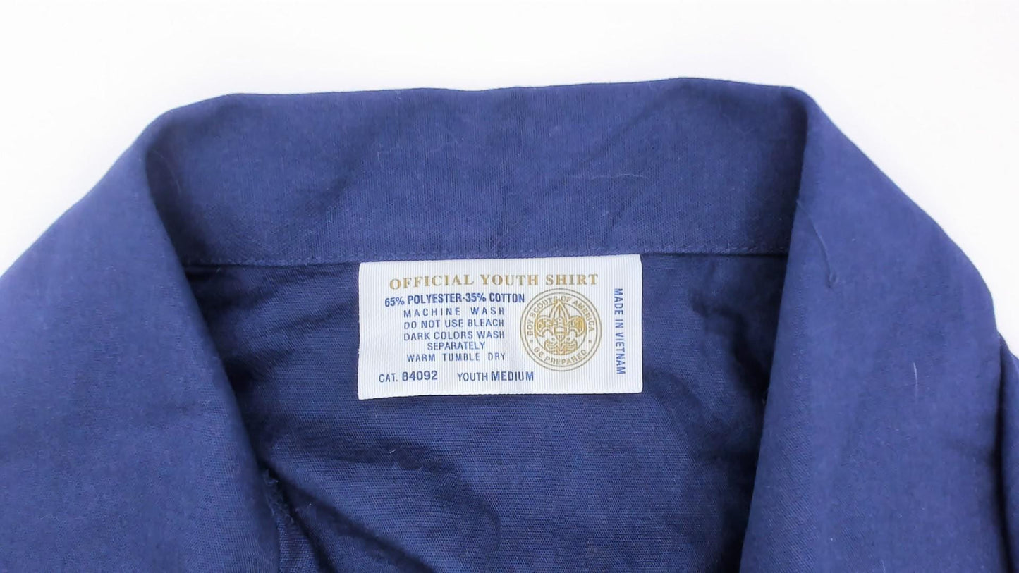 90s Boy Scouts of America Navy Uniform Shirt Bobcat Bear Patches Small