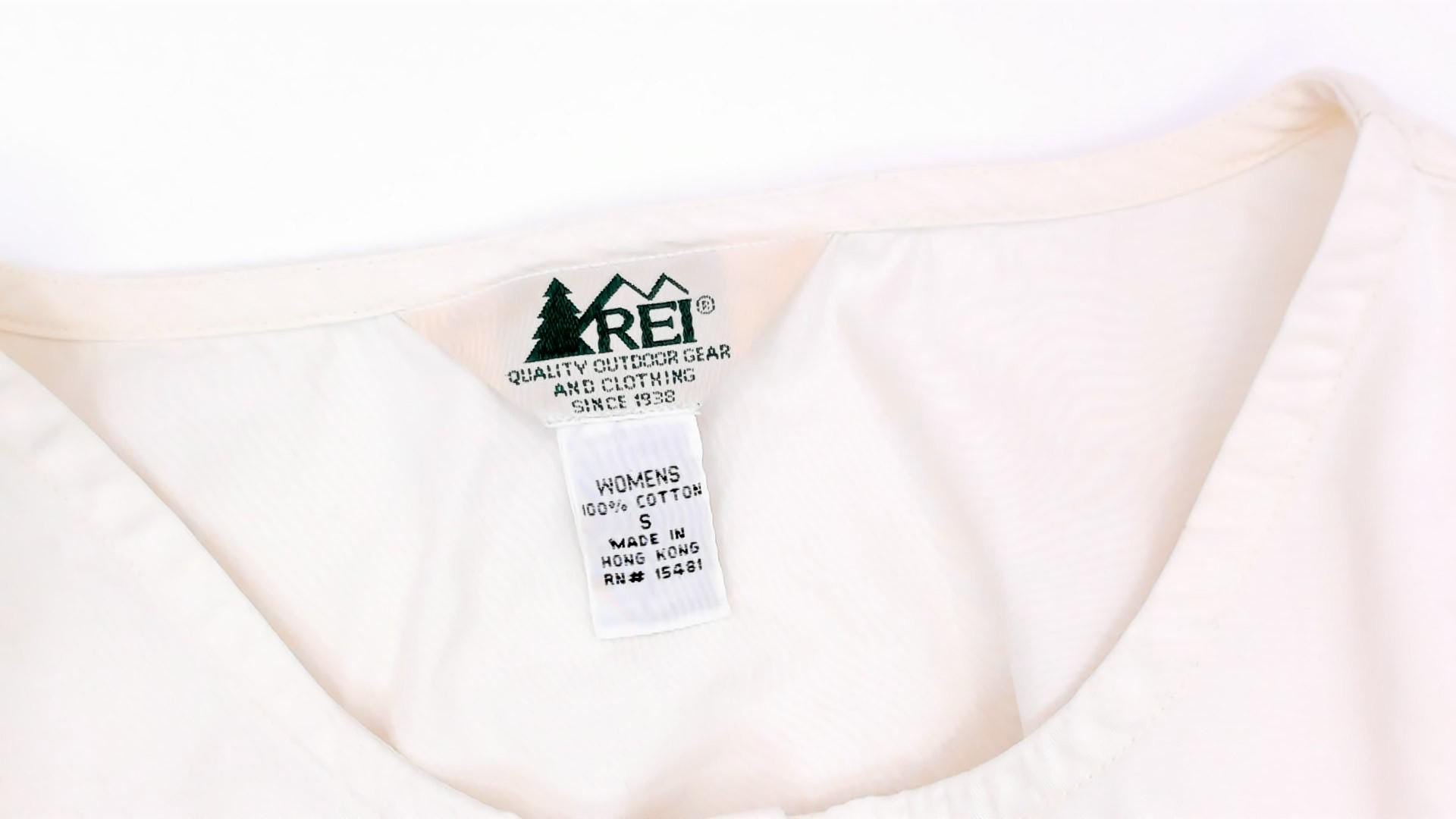 Y2K REI Cream Cotton Button-Front Blouse Short Sleeve Small