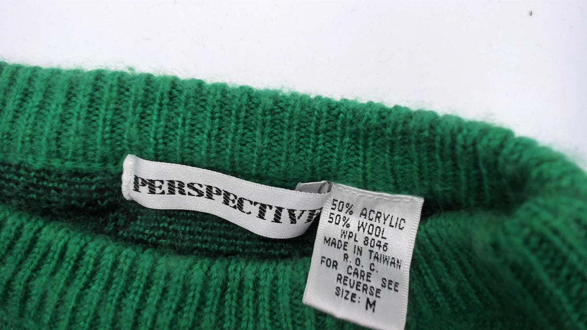 90s Perspective Polka Dot Wool Knit Sweater Emerald Green Medium M