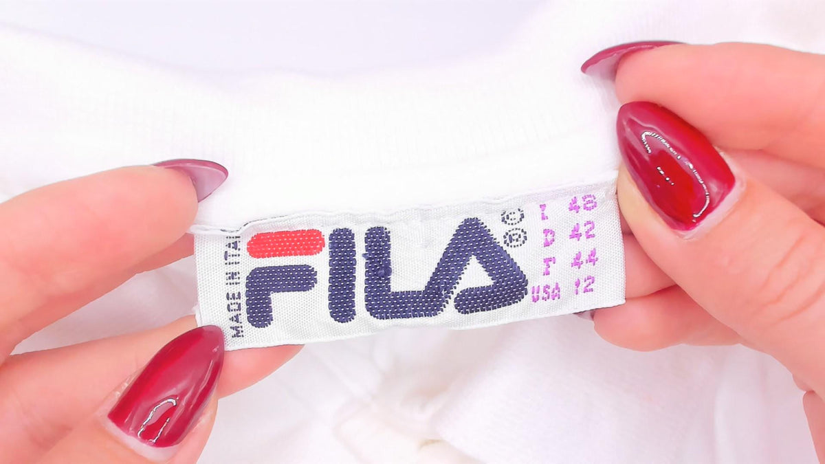80s Fila Geometric Polo White Cotton Diamond Pattern Large