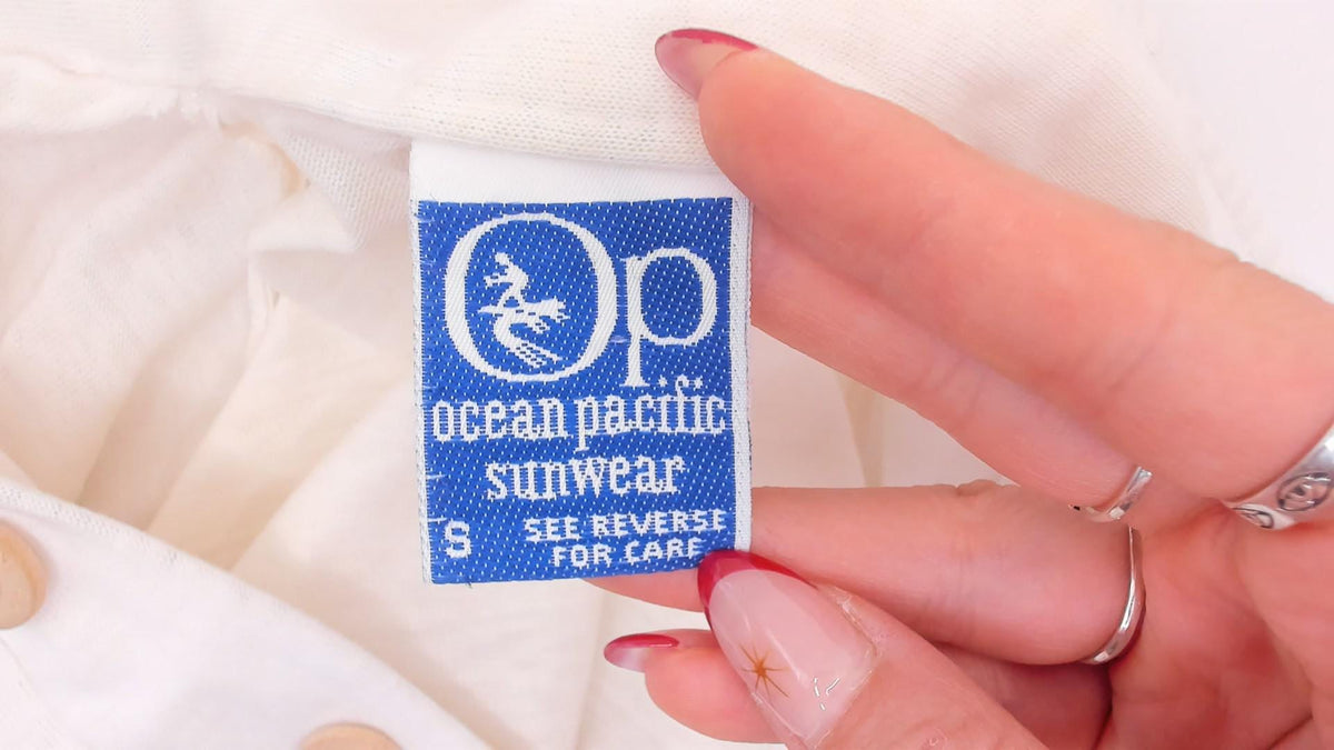 80s Ocean Pacific Polo Striped Chest Band Cotton Surf Collared Tee Small S