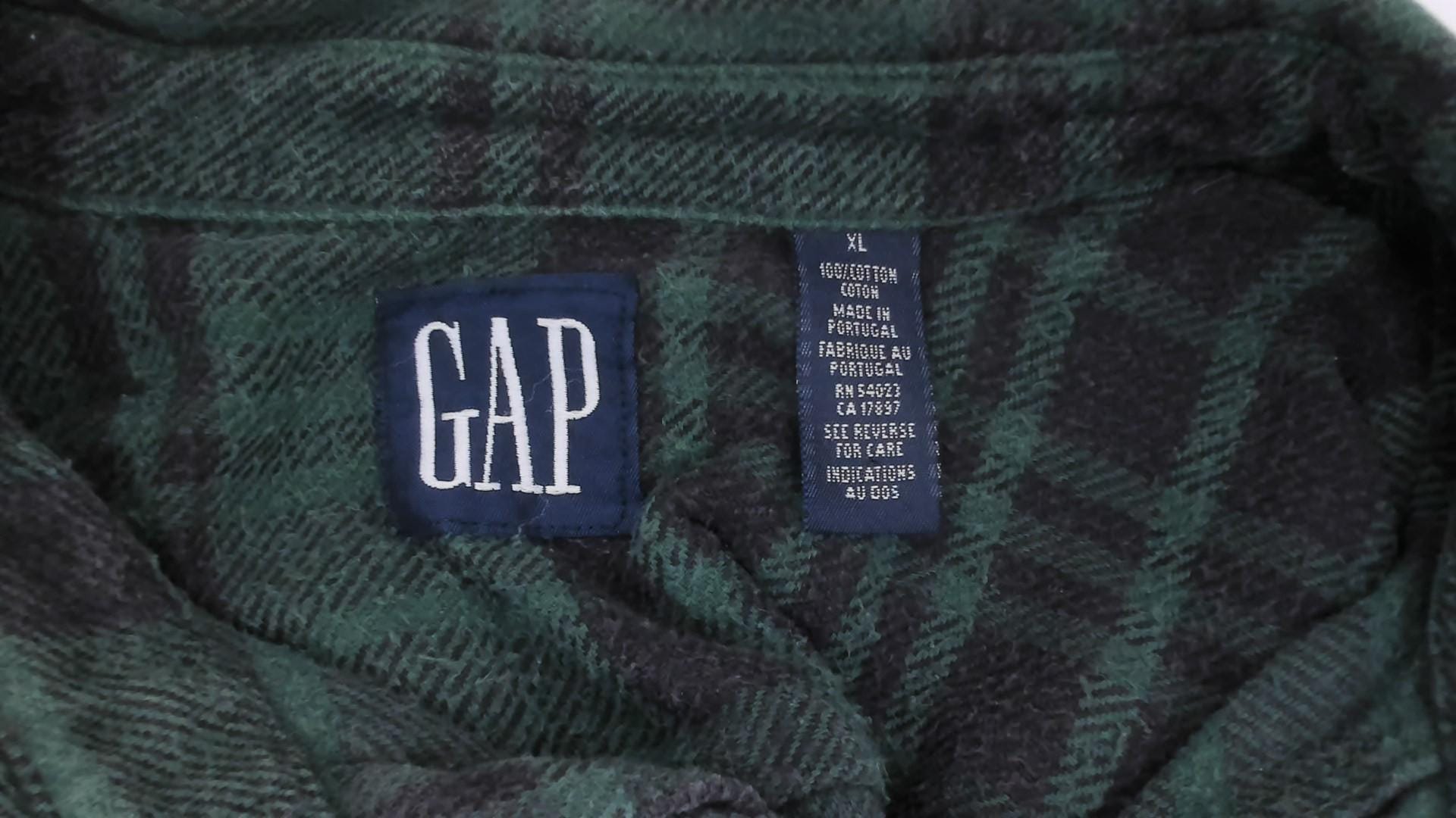 90s Gap Green Plaid Flannel Shirt Button-Up Grunge Cotton Extra Large XL